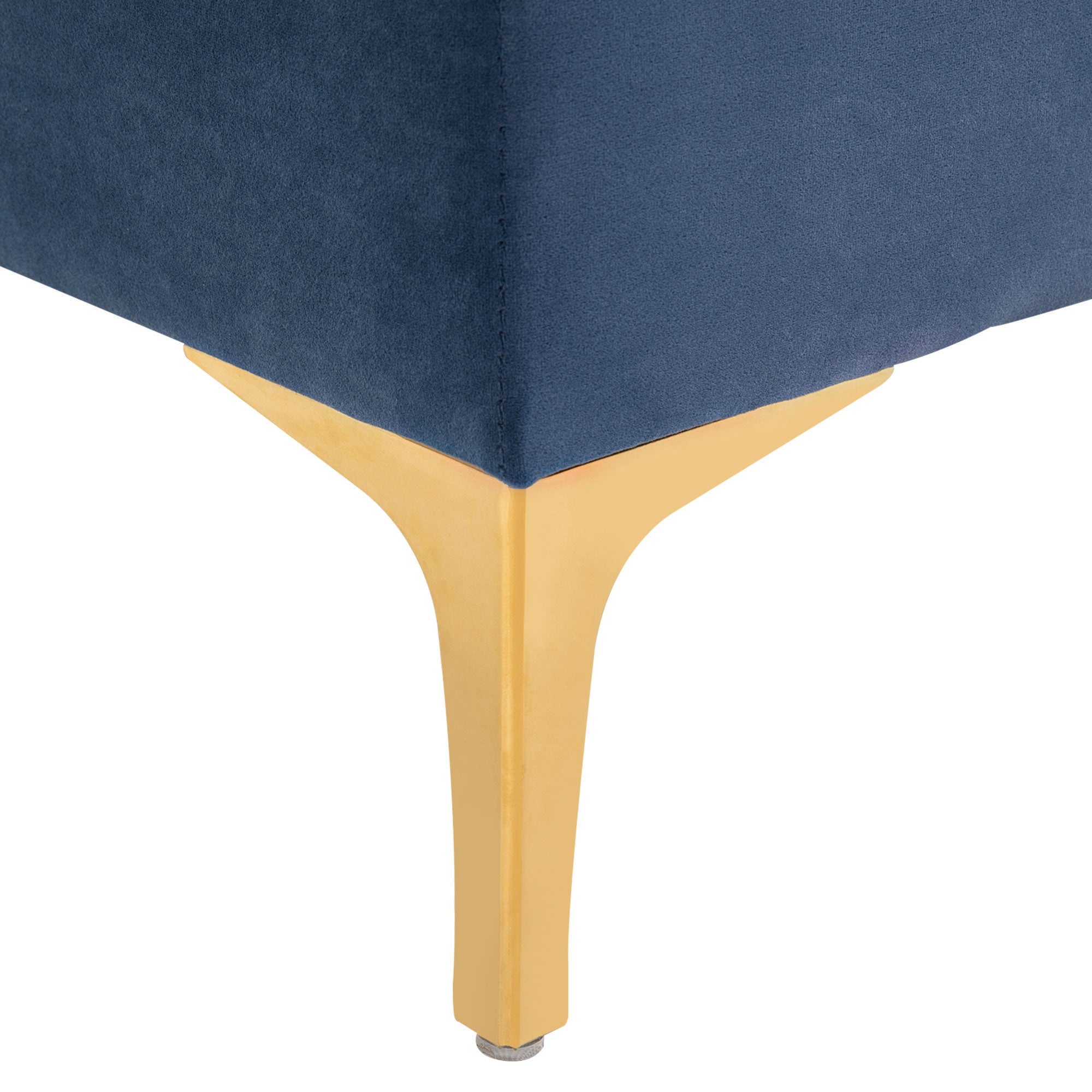Logidon Blauw Fluwelen Bank met Gouden Poten 118x45x42 Cm