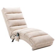 Logidon Linnen Massage Chaise Longue Beige met Afstandsbediening