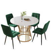 Logidon Eettafelset 100 cm Witte MDF Tafel Gouden Poten Groene Stoelen