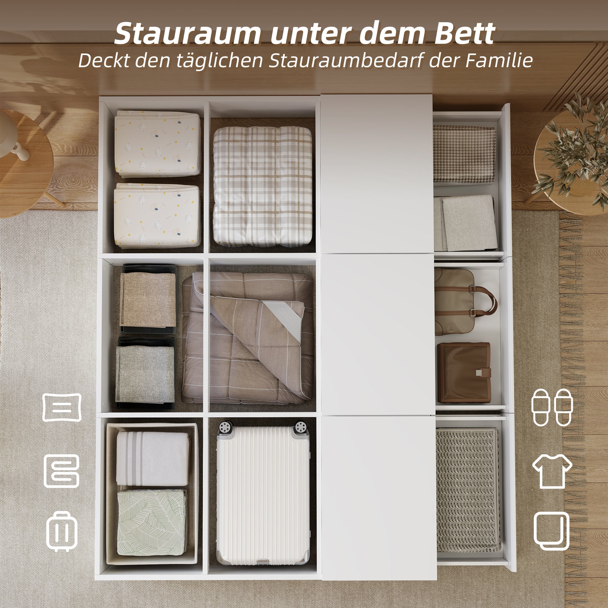 Logidon opbergbed 140x200 cm wit palletbed met opbergruimte