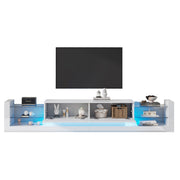Logidon hoogglans TV-meubel met LED-verlichting 181 cm wit glazen front