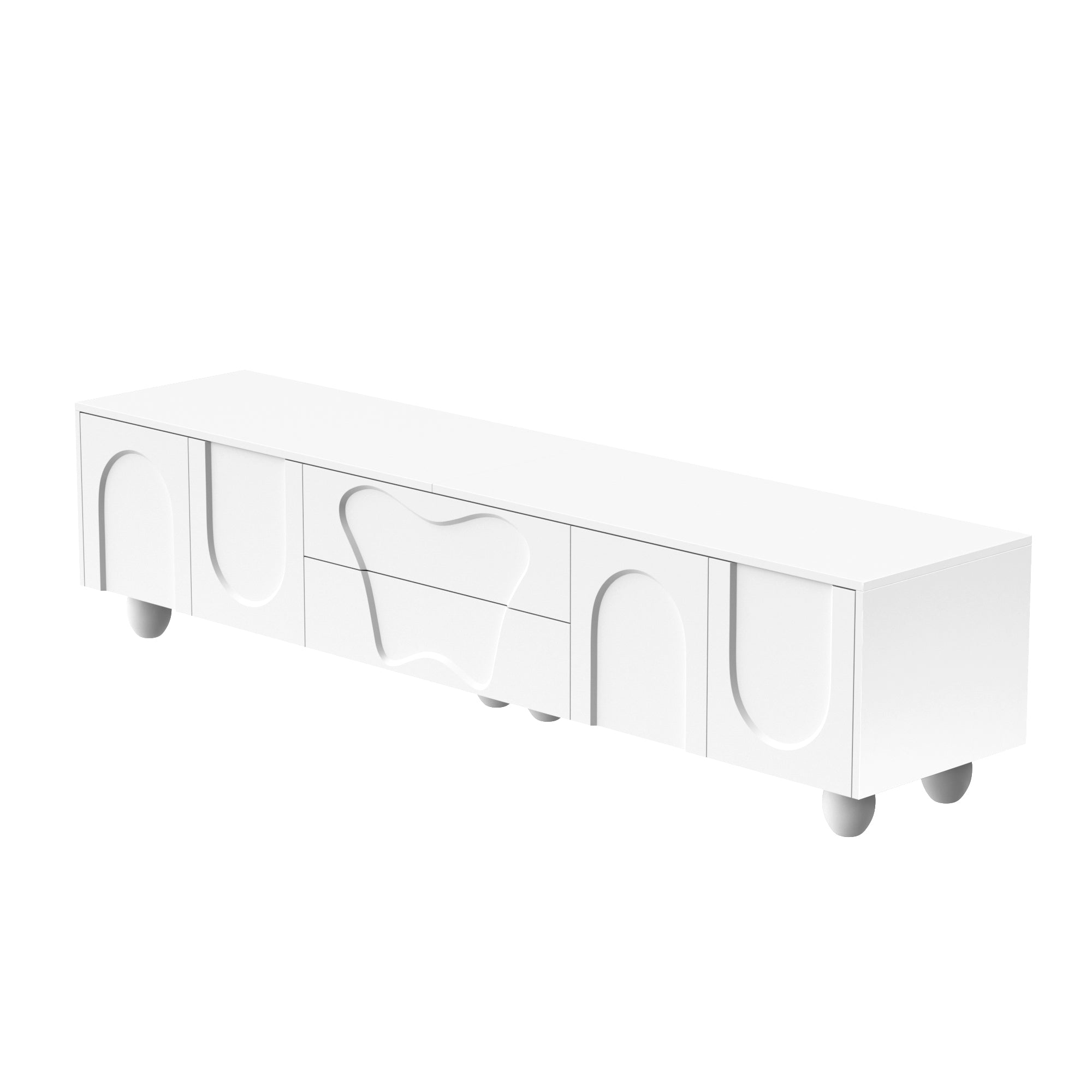Logidon TV-meubel 180 cm wit met massief houten poten Minimalistisch