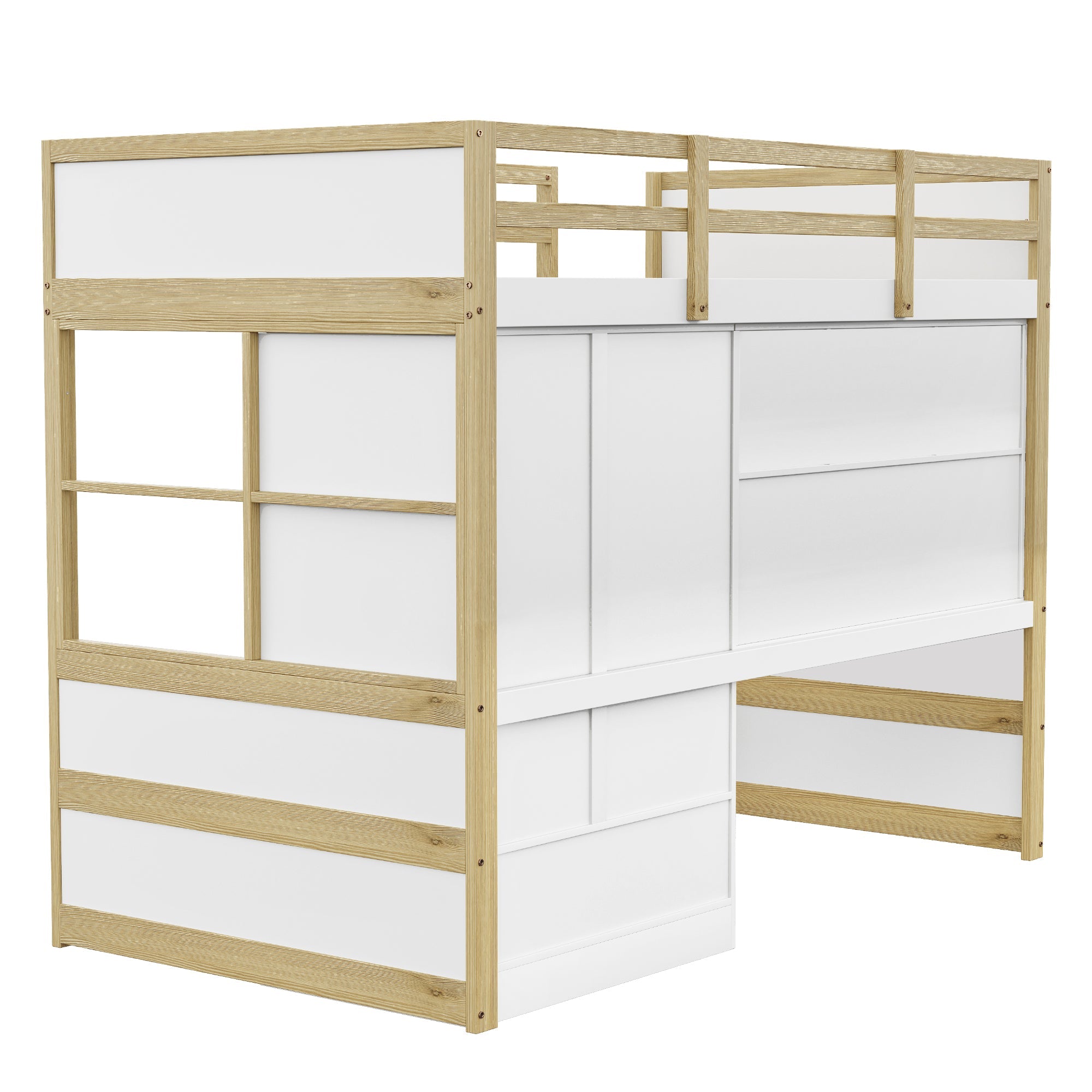 Logidon hoogslaper 90x200 cm met bureau en opbergruimte naturel hout