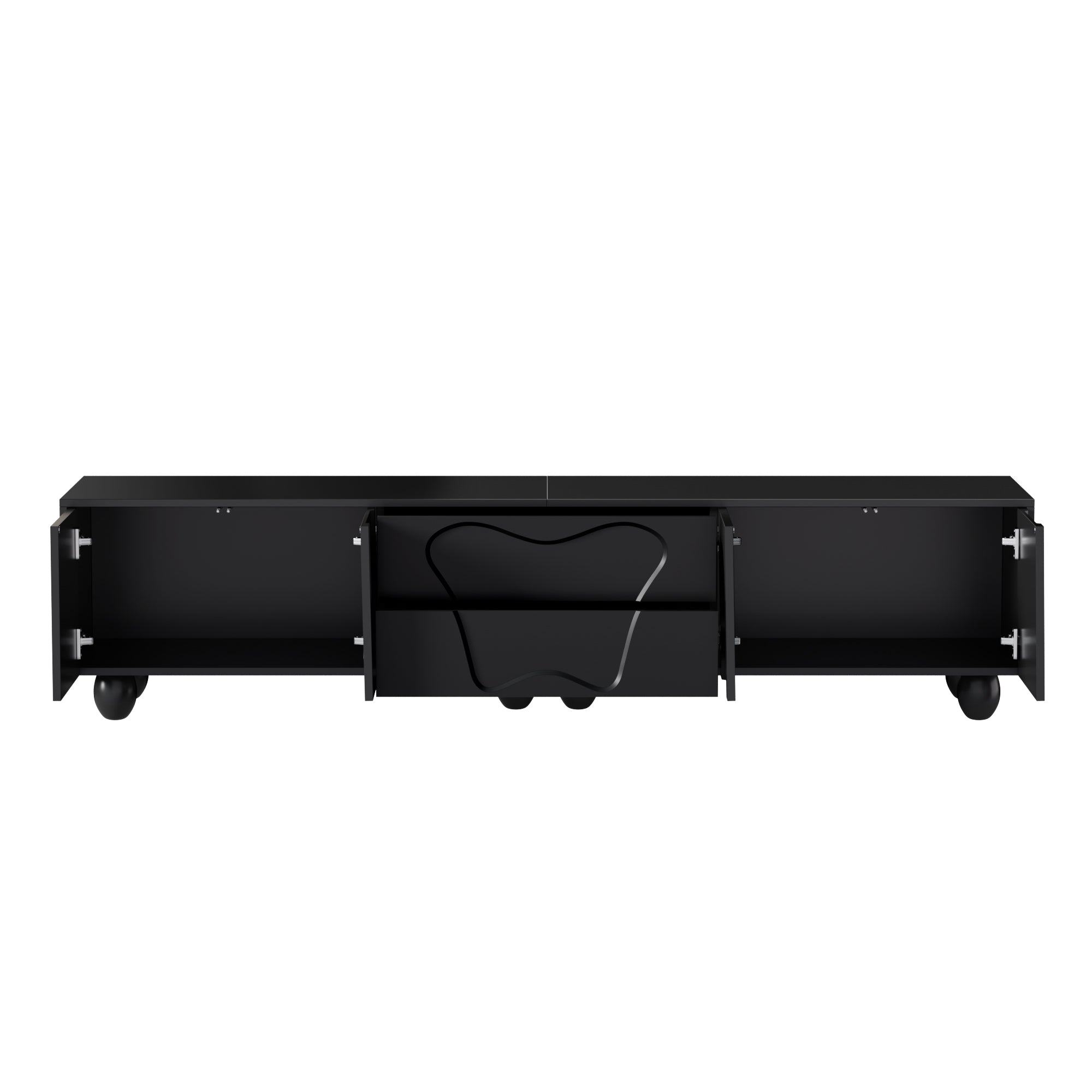 Logidon TV-meubel 180 cm Zwart Modern Kast met Houten Poten