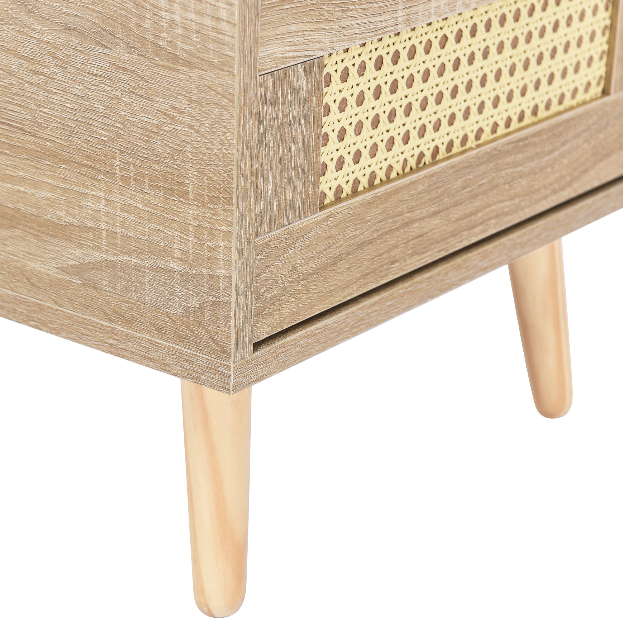 Logidon Nachtkastje eiken rotan 2 lades 55x40x40 cm