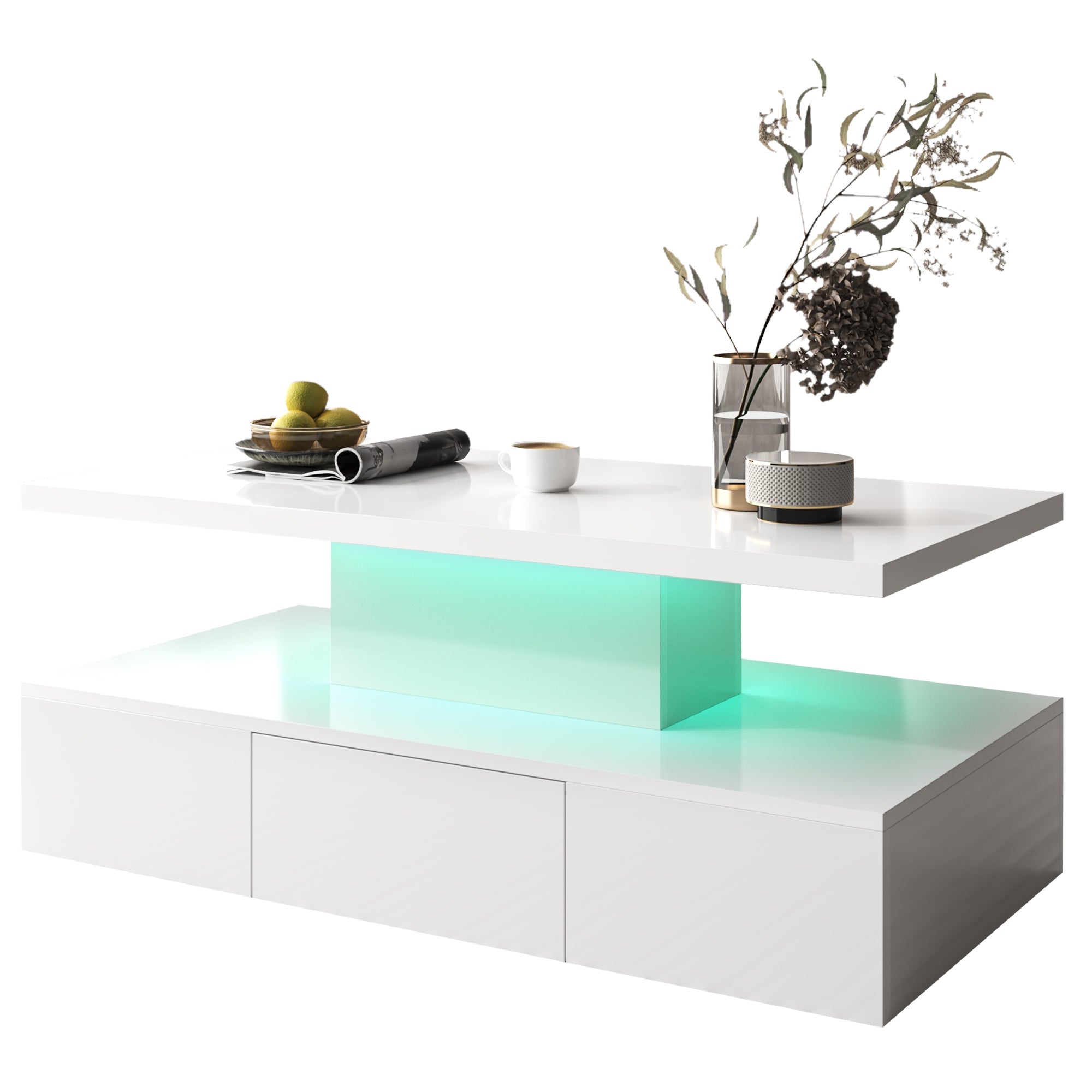 Logidon salontafel hoogglans wit met LED verlichting 100x50x39 cm
