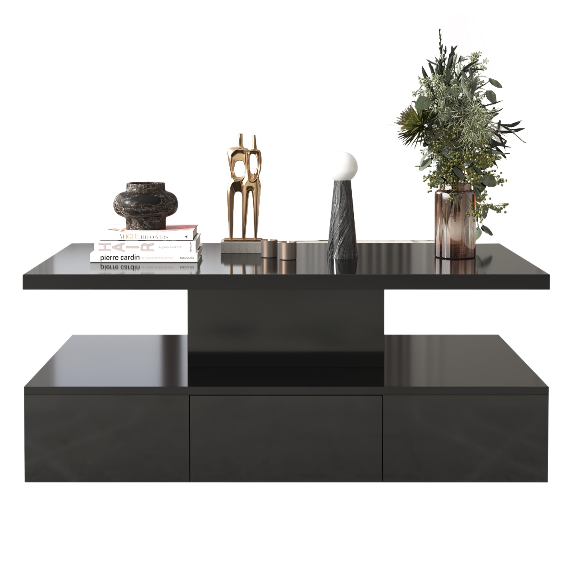 Logidon salontafel zwart hoogglans met LED verlichting 100x50x39 cm