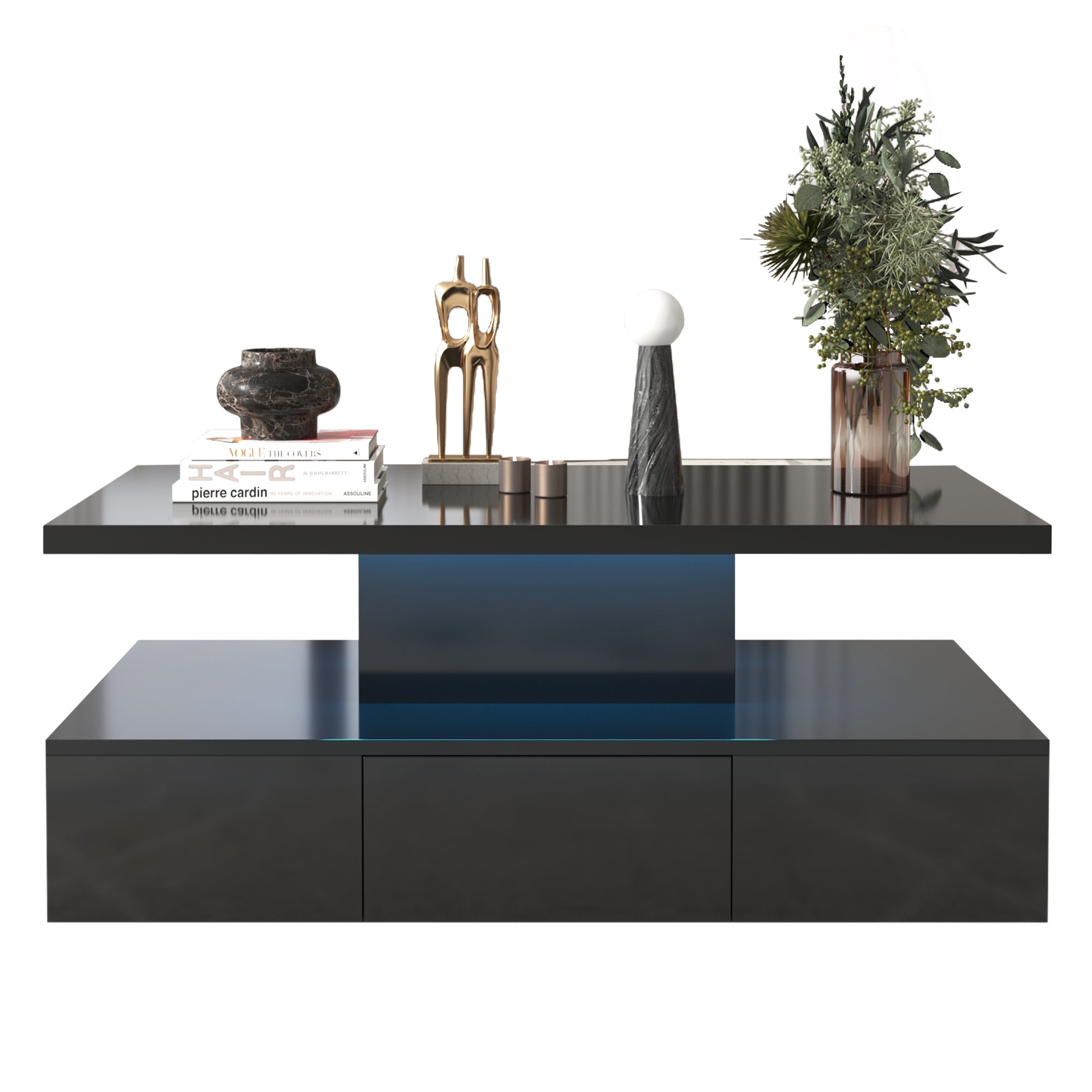 Logidon salontafel zwart hoogglans met LED verlichting 100x50x39 cm