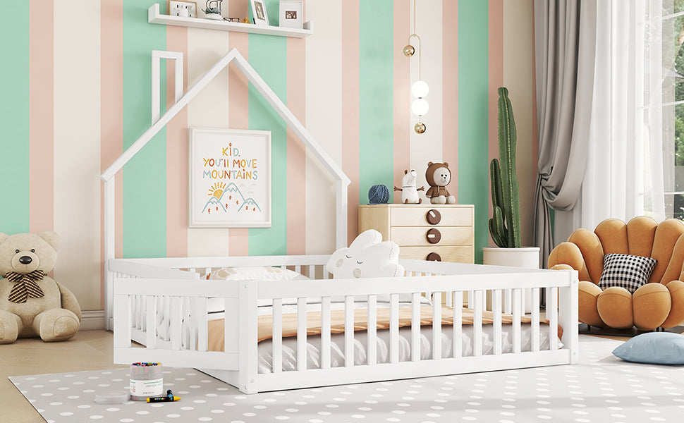 Logidon kinderbed 140x200 schouwvorm wit grenenhout met lattenbodem