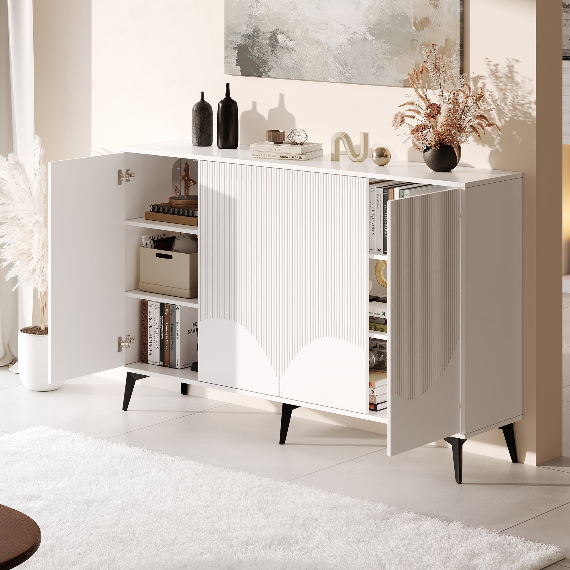 Logidon Wit Dressoir, 160 cm breed, verstelbare planken