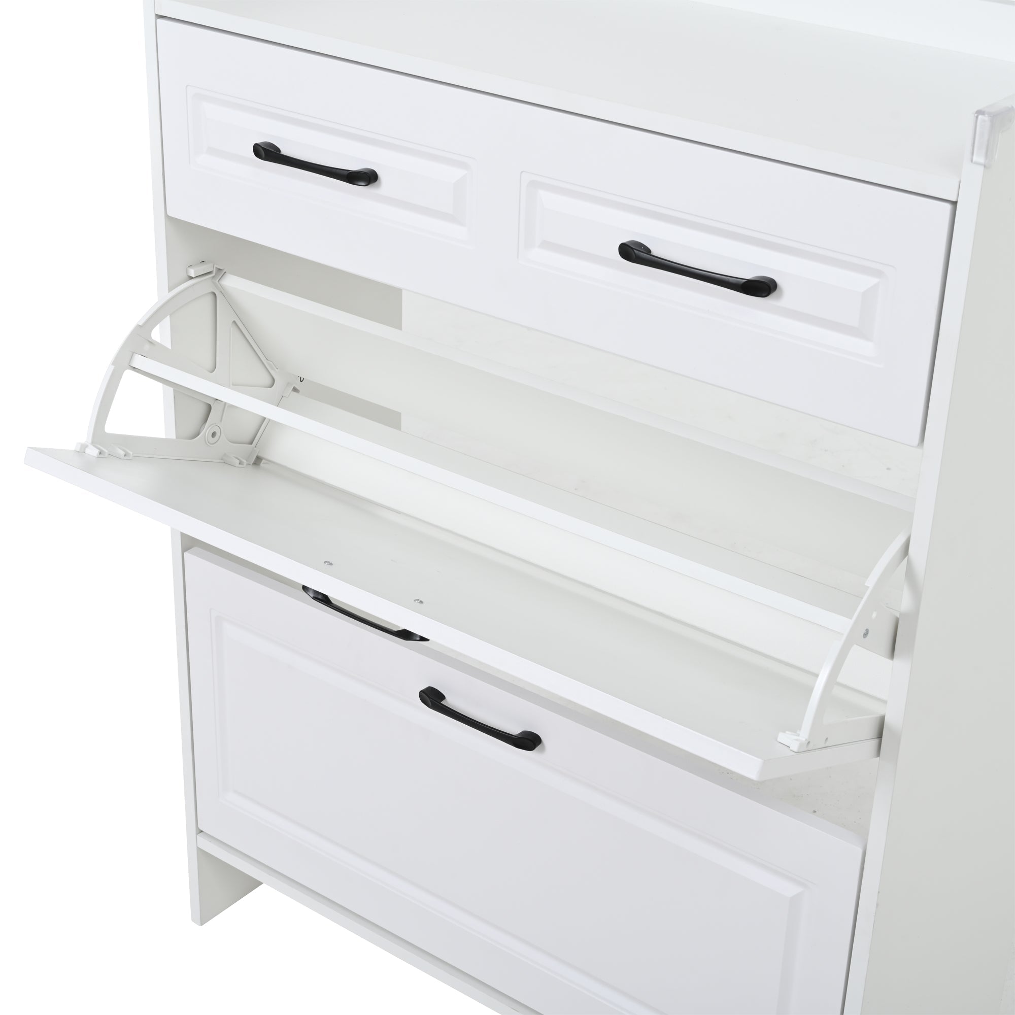 Logidon shoe cabinet white MDF 80 x 34 x 107.5 cm with 4 compartments and 1 drawer