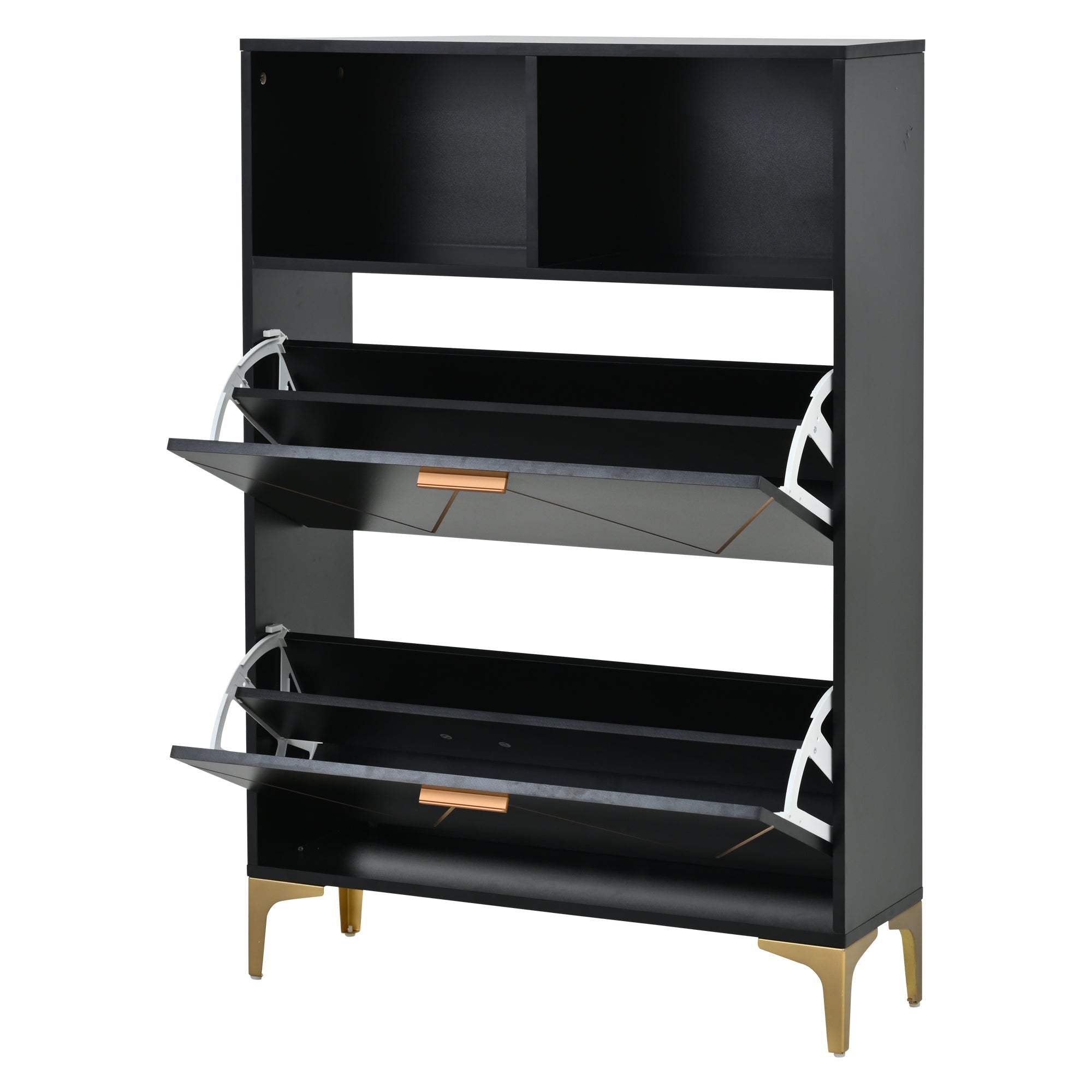 Logidon shoe cabinet 80x25x117 cm black with folding doors and four shoe shelves