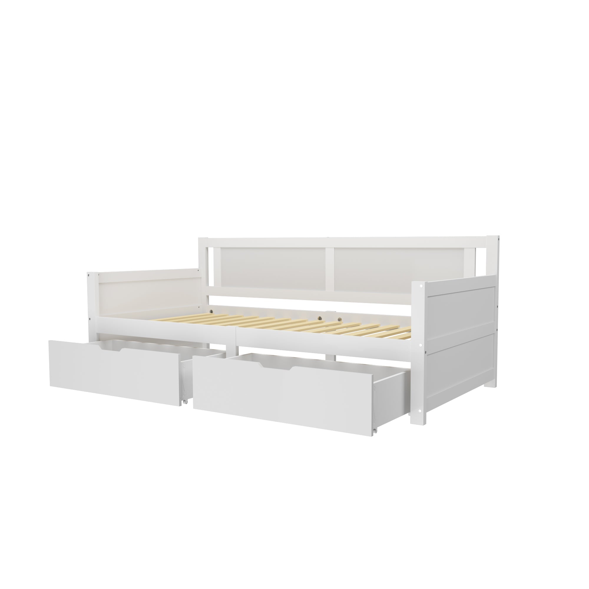 Logidon sofa bed 90x200 white solid wood frame two storage compartments