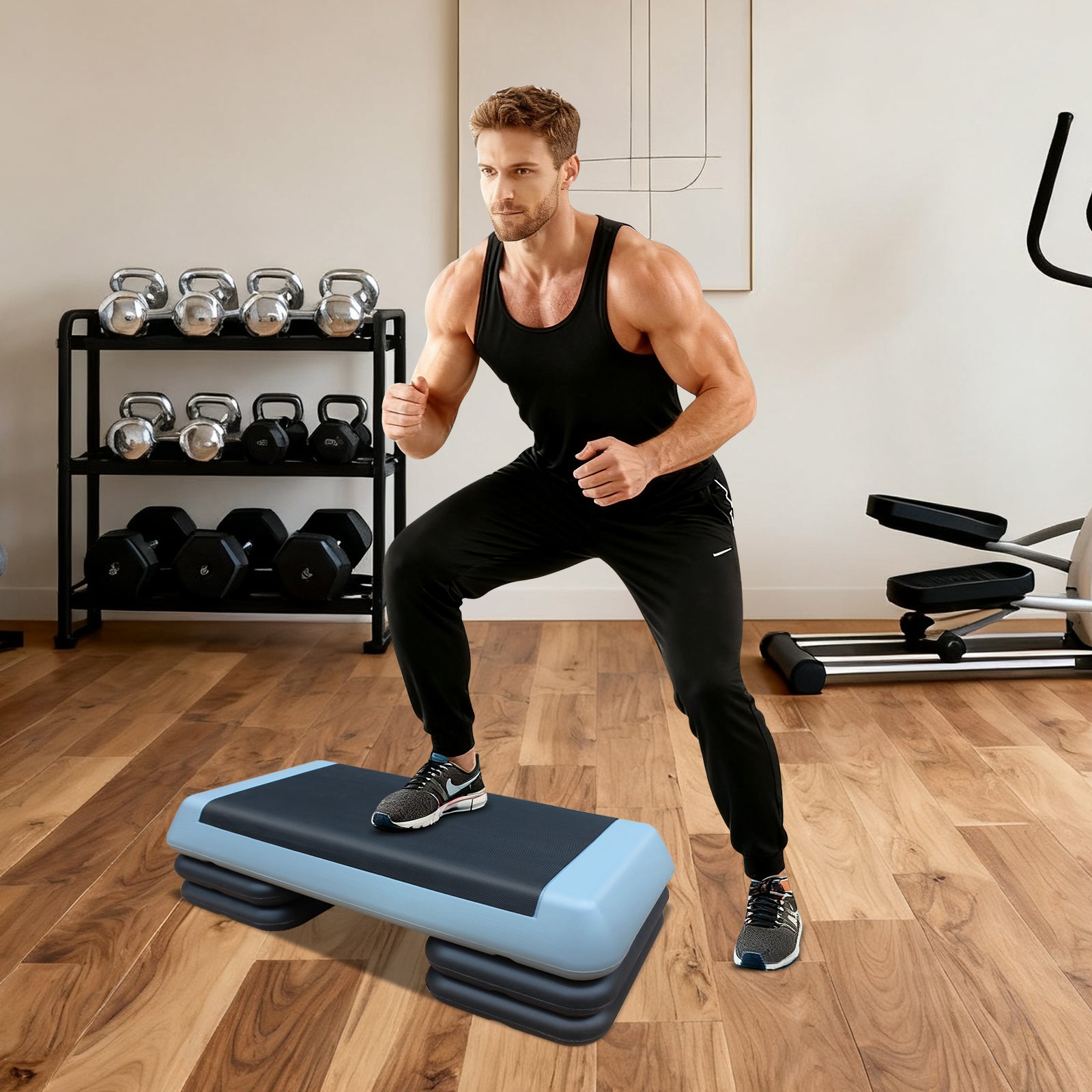 Logidon Verstelbare Aerobic Stepper 76 cm Grijs Zwart 4 Hulpstukken