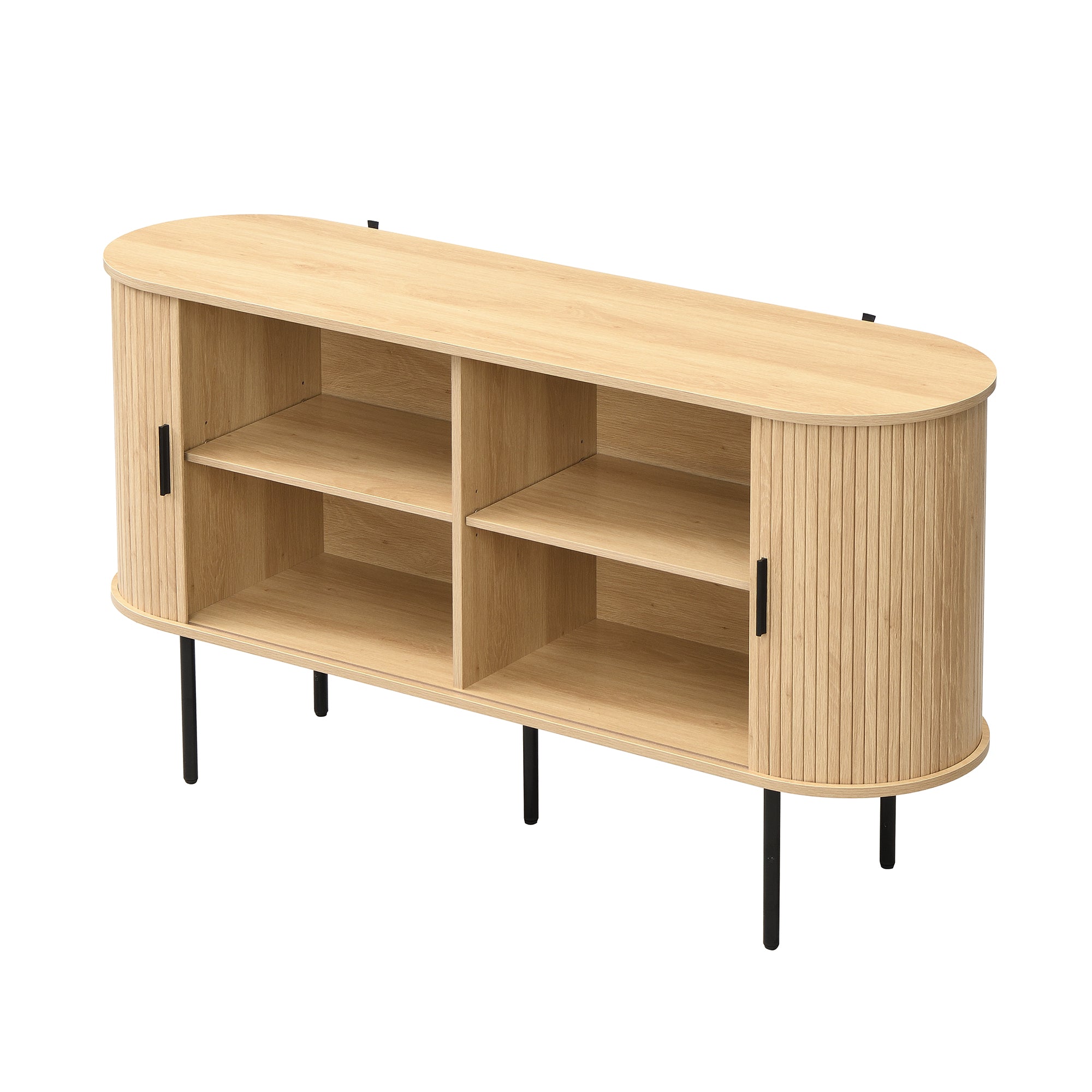 Logidon Modern MDF dressoir met rolluikdeuren en aluminium handgrepen
