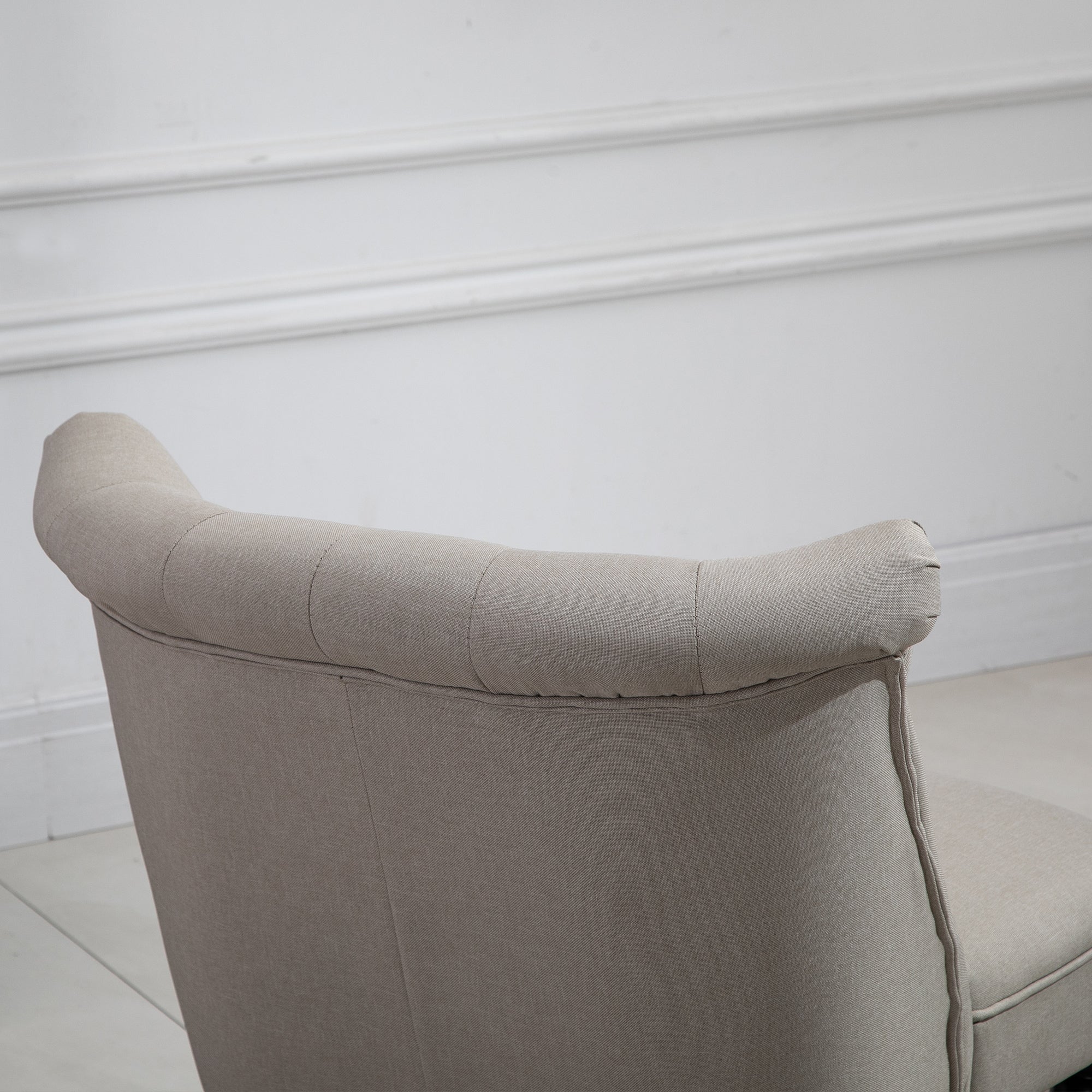 Logidon relaxstoel beige linnen hoes houten frame zwart 67x67x78 cm