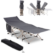 Logidon kampeerbed grijs opvouwbaar met opbergtas 190x68x52 cm