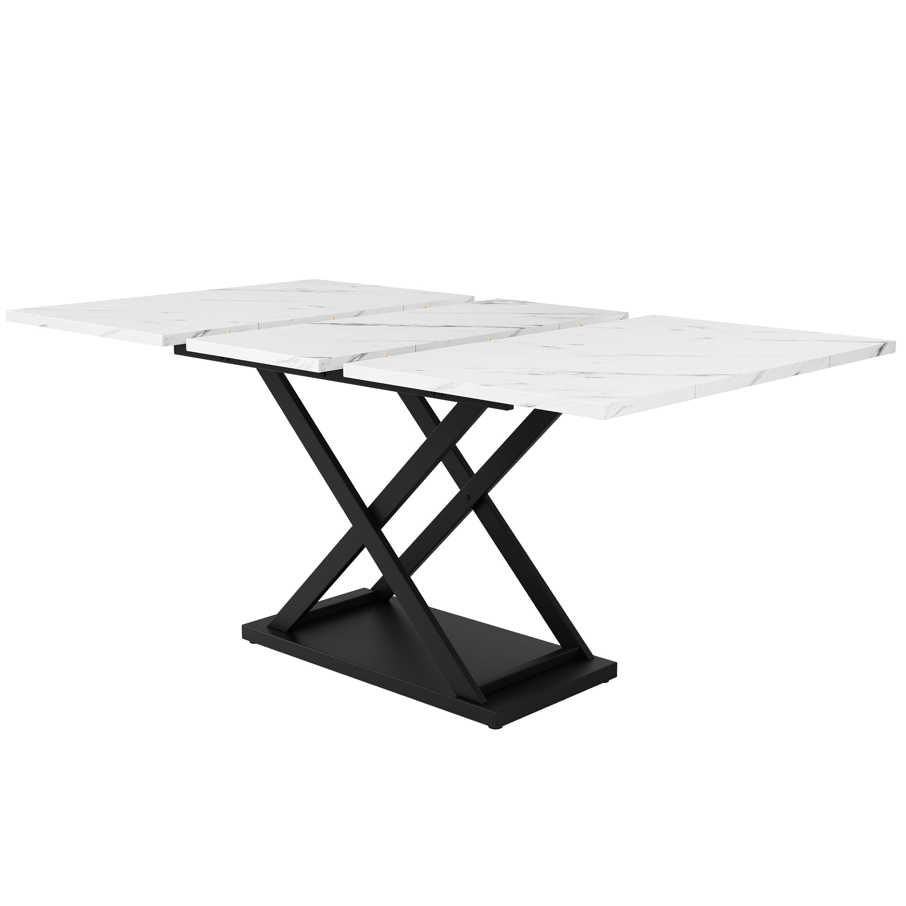 Logidon uitschuifbare eettafel 120-160 x 80 cm wit marmerlook