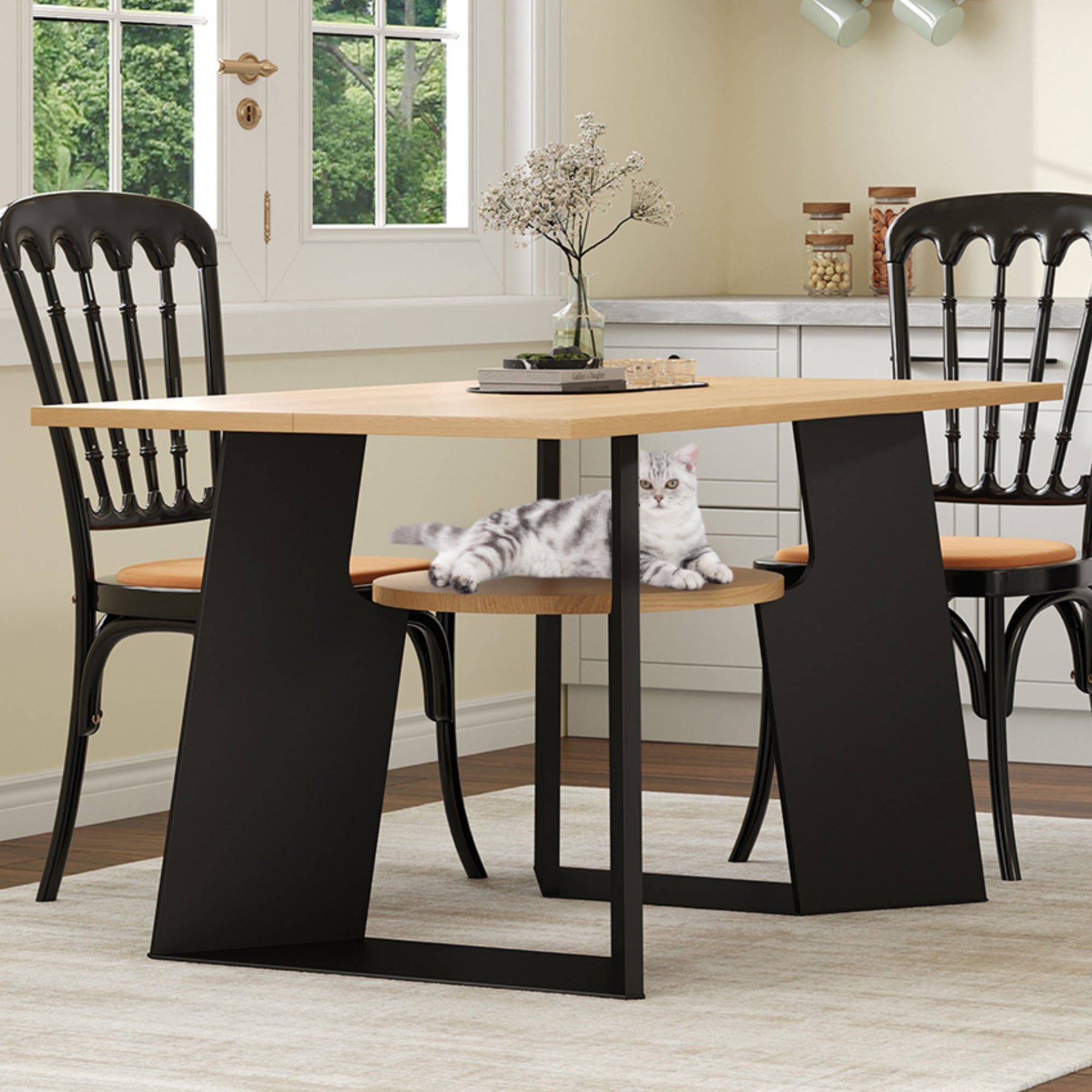 Logidon Huisdiervriendelijke eettafel met huisdierzone 130x85x75 cm
