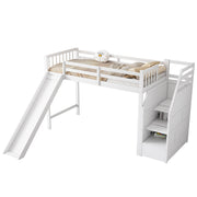 Logidon hoogslaper 90x200 cm met glijbaan en opbergladder wit EN747