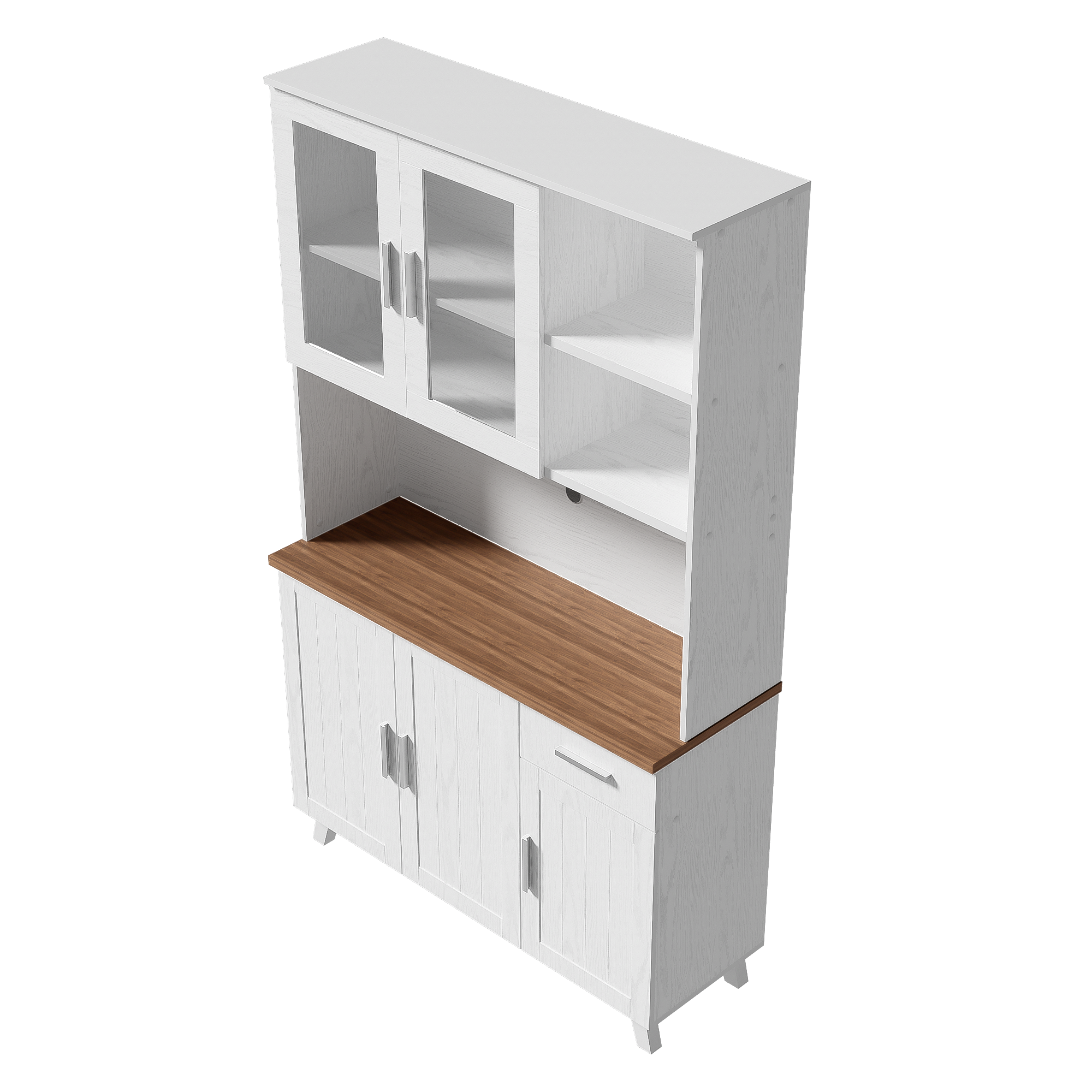 Logidon vitrinekast 114x40x190 cm witbruin landelijke stijl