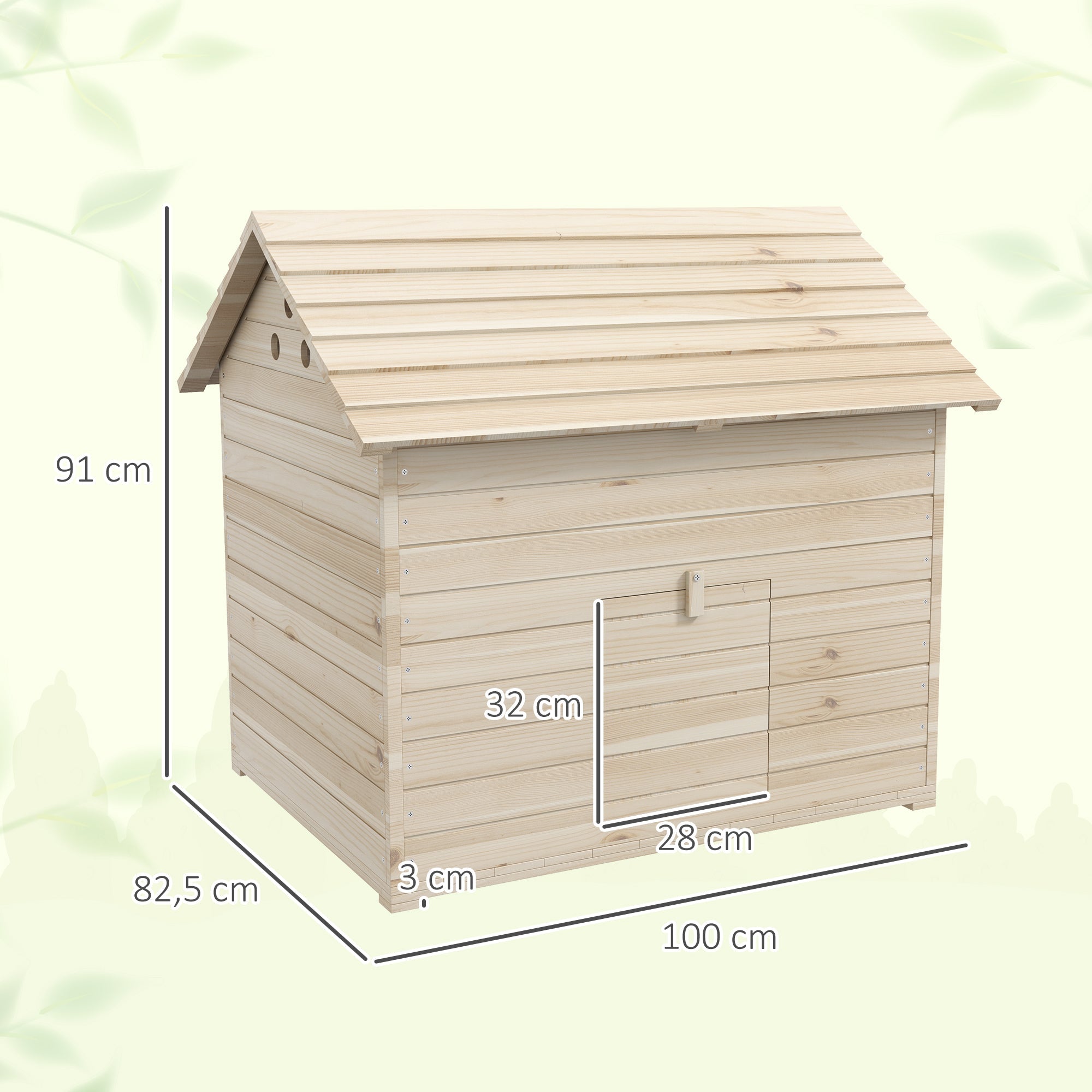 Logidon eendenhuis met kanteldak en oprit naturel hout 100x82,5x91 cm