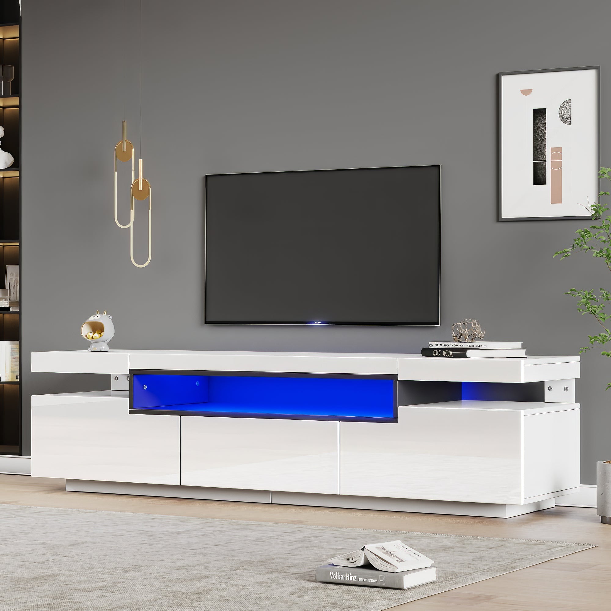 Logidon Elegant hoogglans TV-meubel wit 160x39x42cm met LED