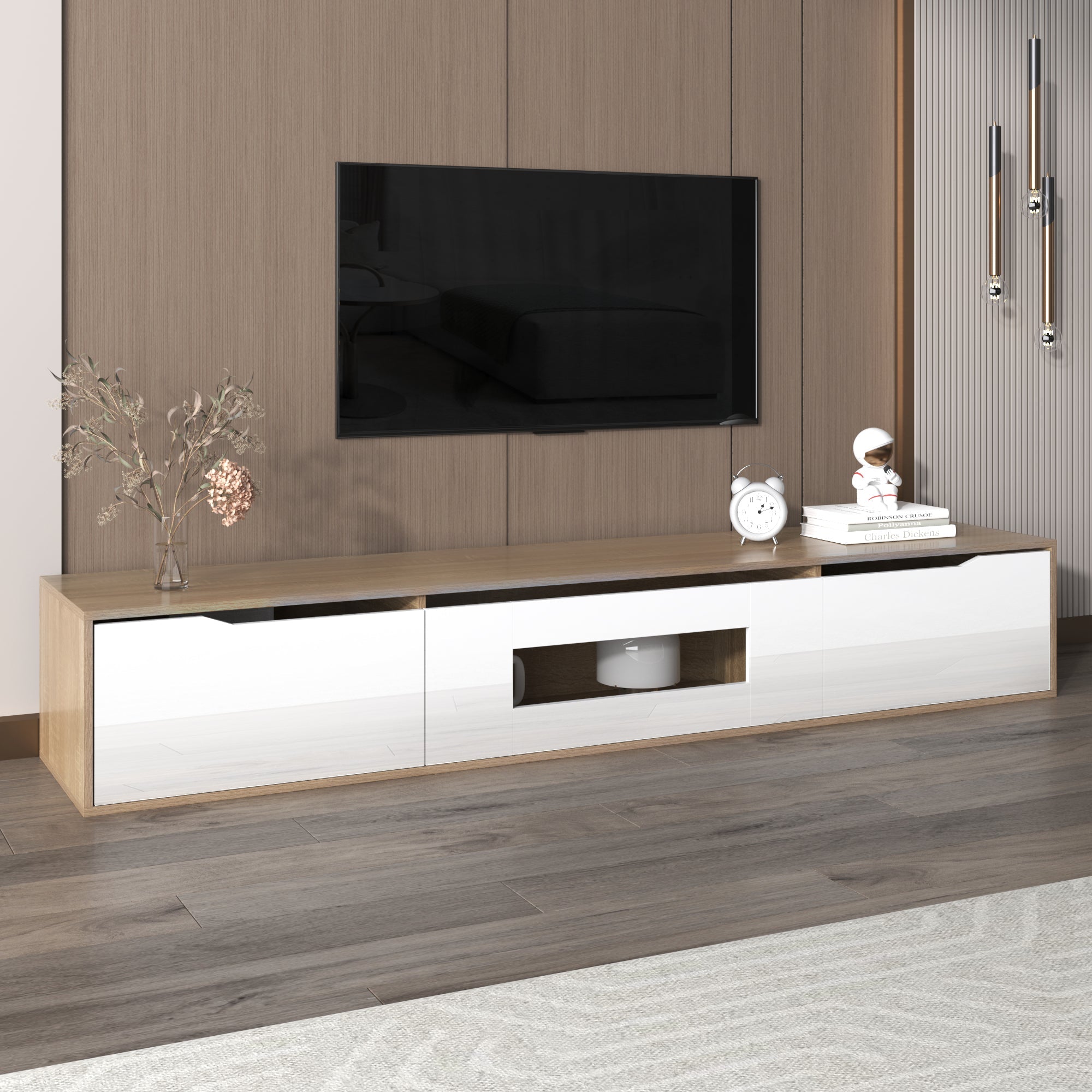 Logidon TV-meubel 180 cm hoogglans wit met kleurwisselende LED