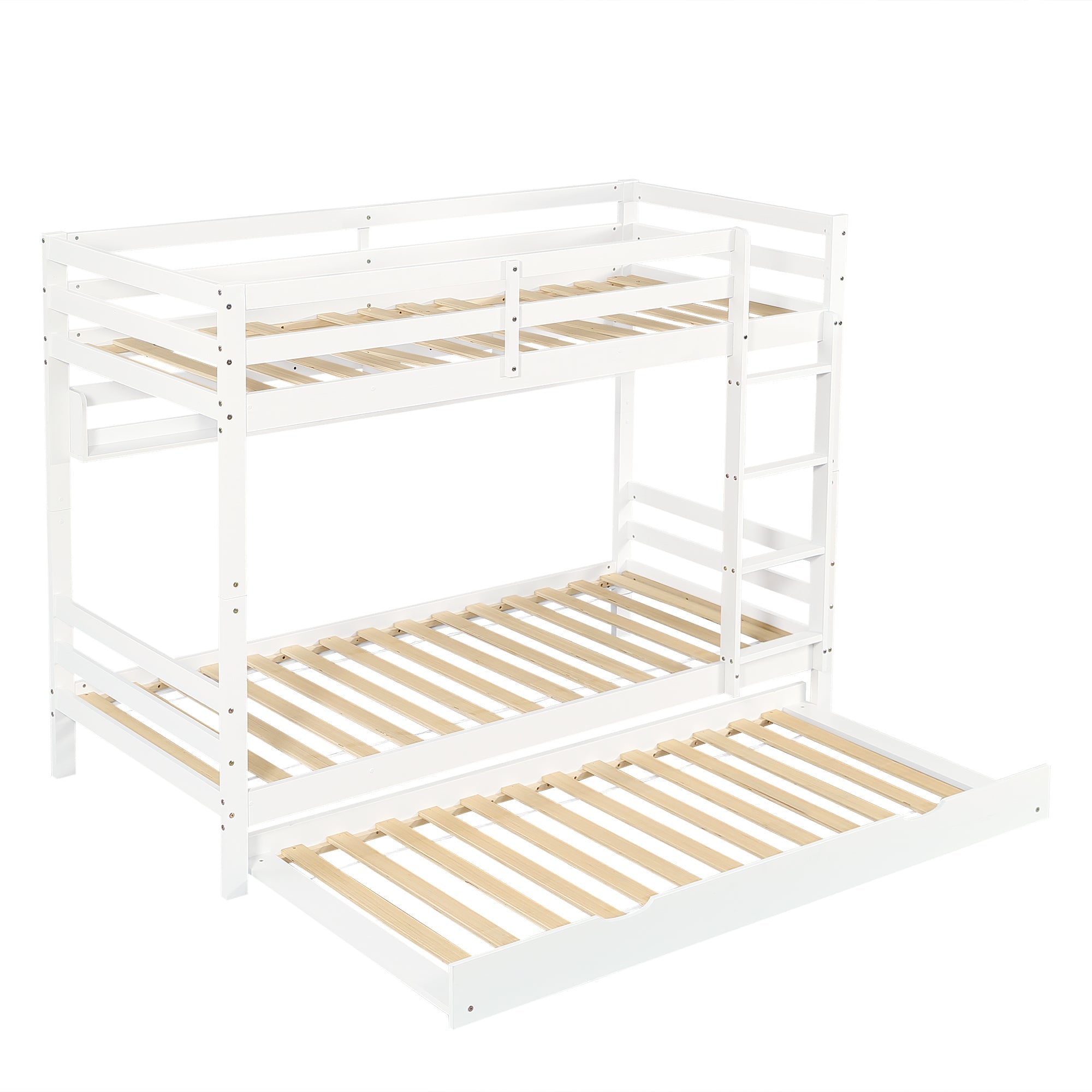 Logidon Kinderstapelbed 90x200cm Uitschuifbed op wielen Wit
