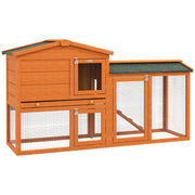Logidon konijnenhok 2 niveaus van hout oranje 150x45x85 cm vrije ren