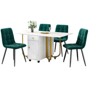 Logidon eettafelgroep 150x80 cm opklapbaar met 4 fluwelen stoelen groen