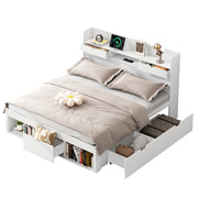 Logidon bed 135x190 cm met USB oplaadpunt en opbergruimte wit