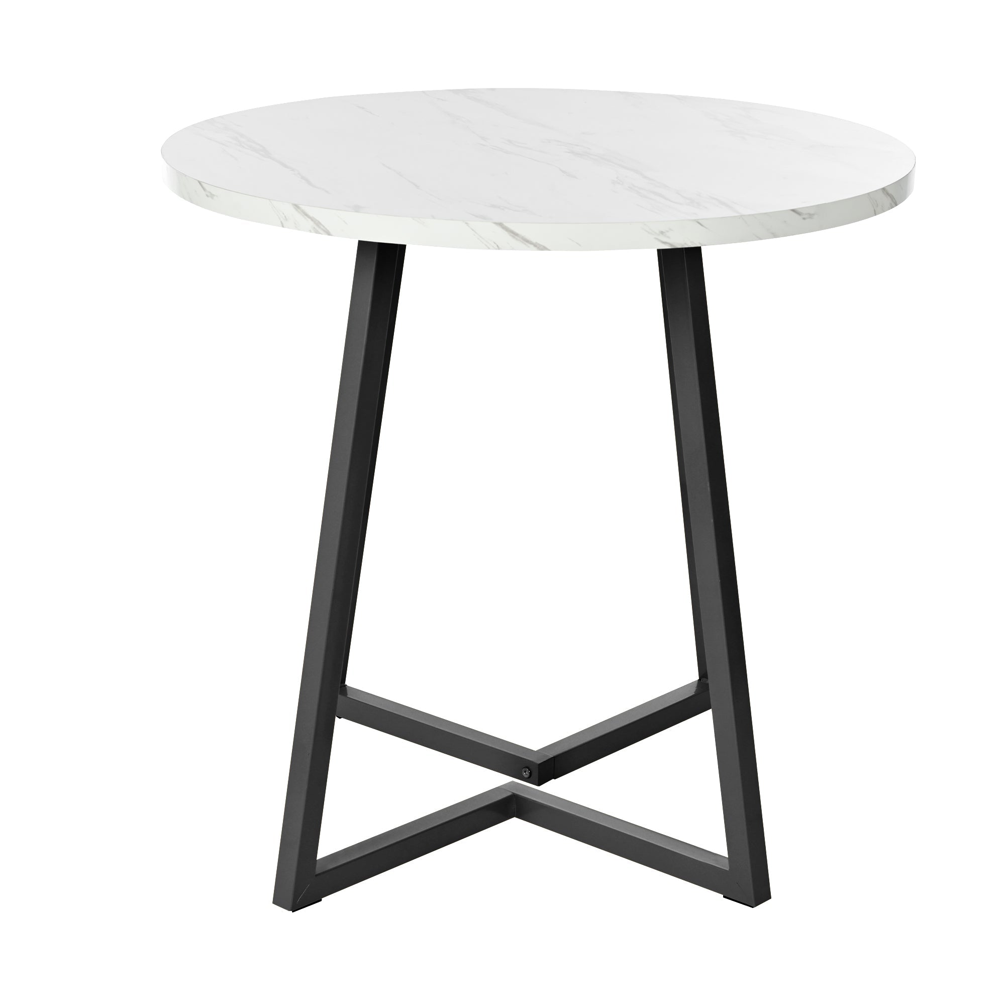 Logidon Ronde Eettafel Wit Zwart MDF Marmer Patroon 80 cm