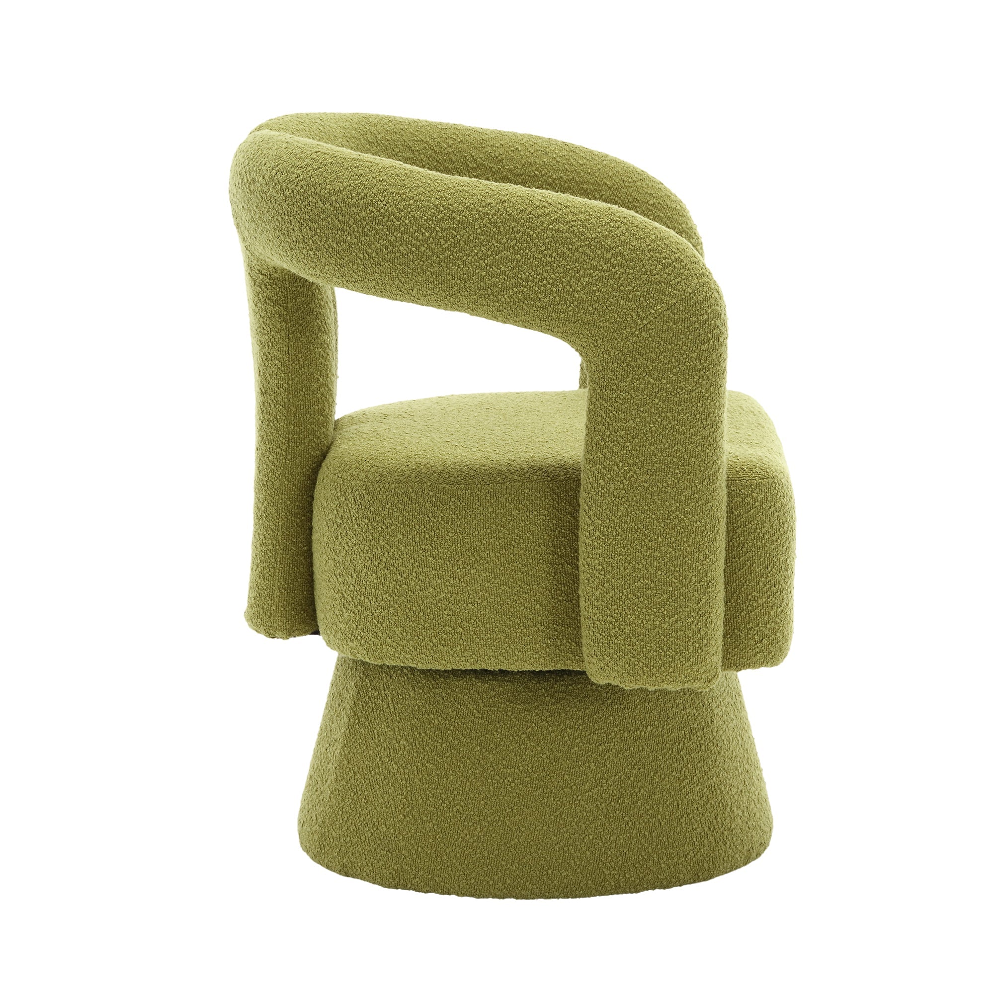 Logidon 360 degree swivel chair Boucle olive green accent chair