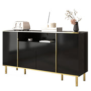 Logidon high-gloss sideboard black 150x40x80 with LED accents