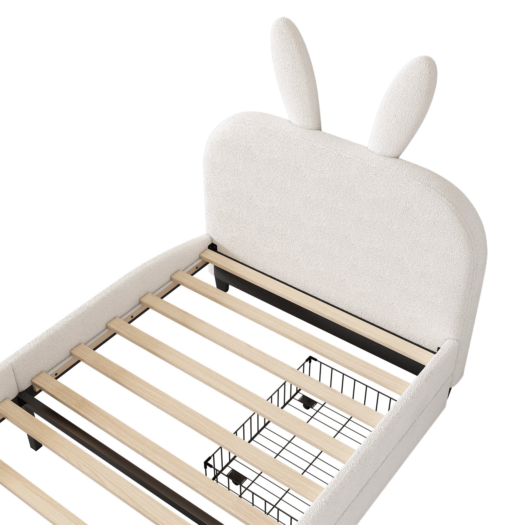 Logidon Flat Bed 90x200 cm Rabbit Shape White With 2 Drawers