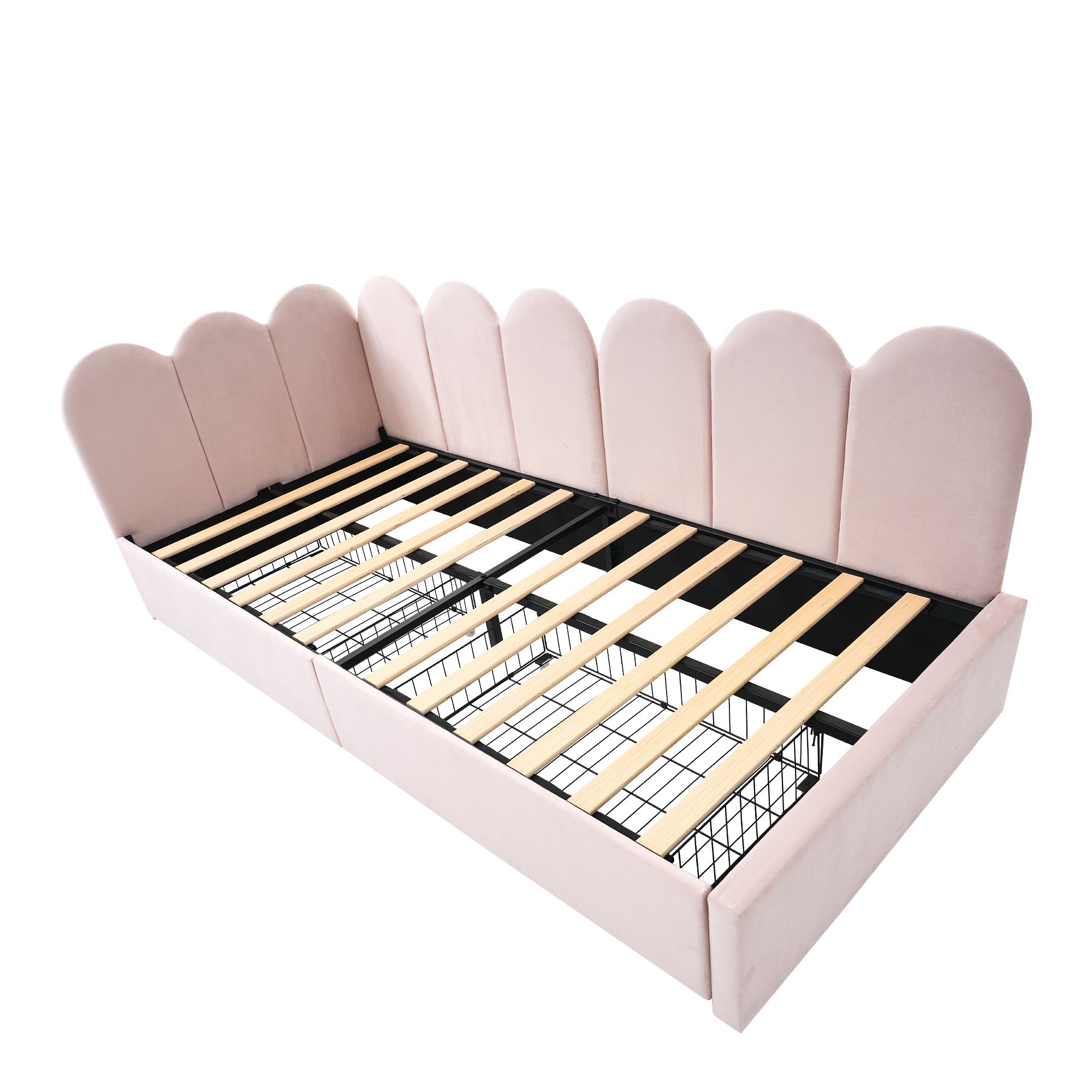 Logidon gestoffeerd bed 90x200 roze fluweel dagbed met lades
