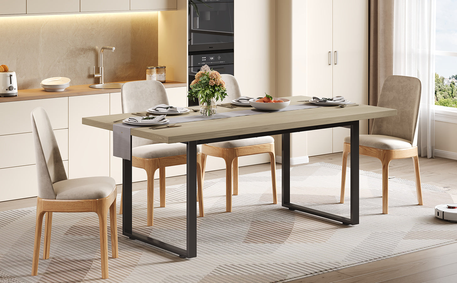 Logidon eettafel 160x80 cm industriële houtlook, metalen frame
