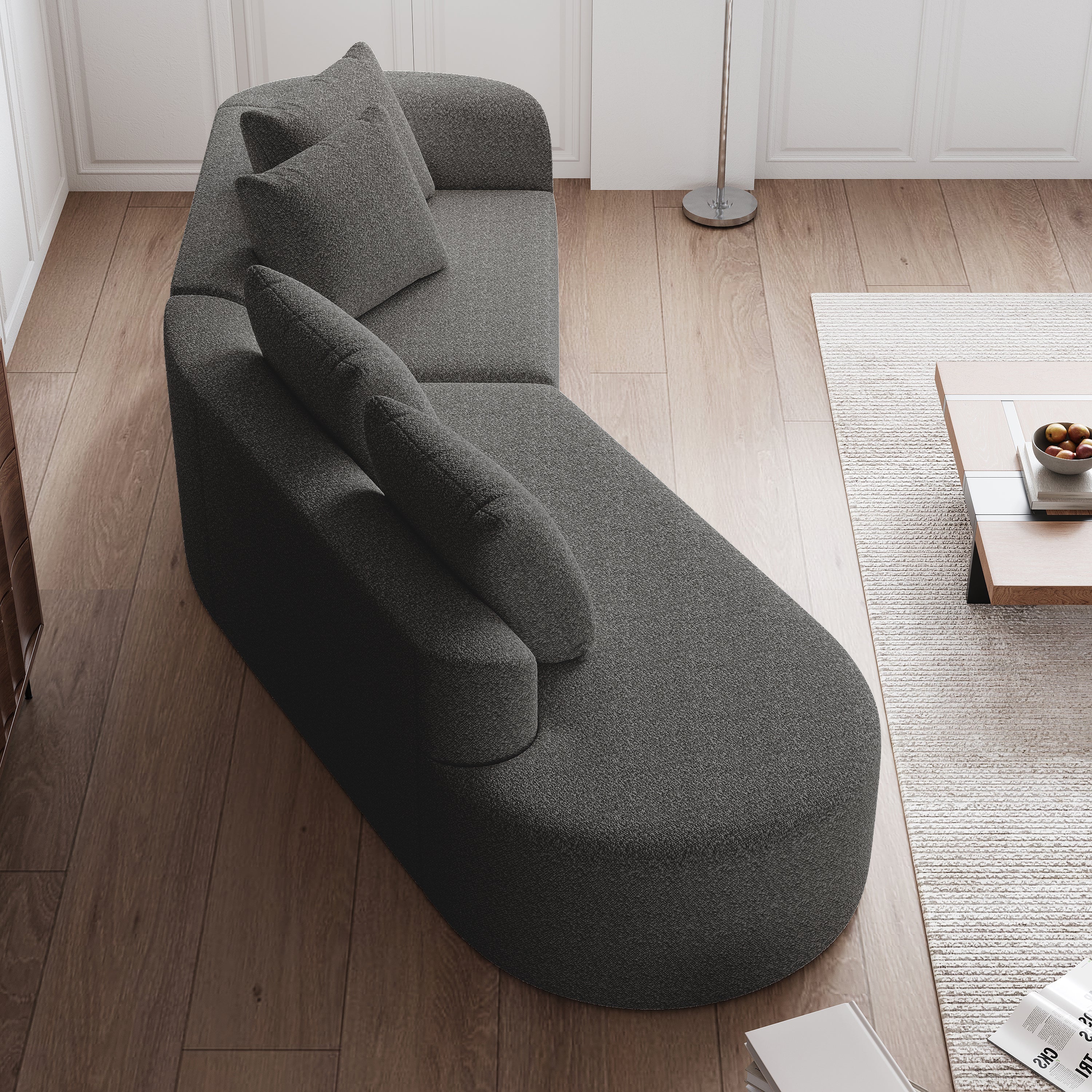 Logidon Chenille Hoekbank Grijs Fluweel XXL Modern 4-zits design