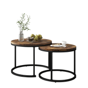 Logidon ronde salontafels set van 2 bruin nestbaar MDF
