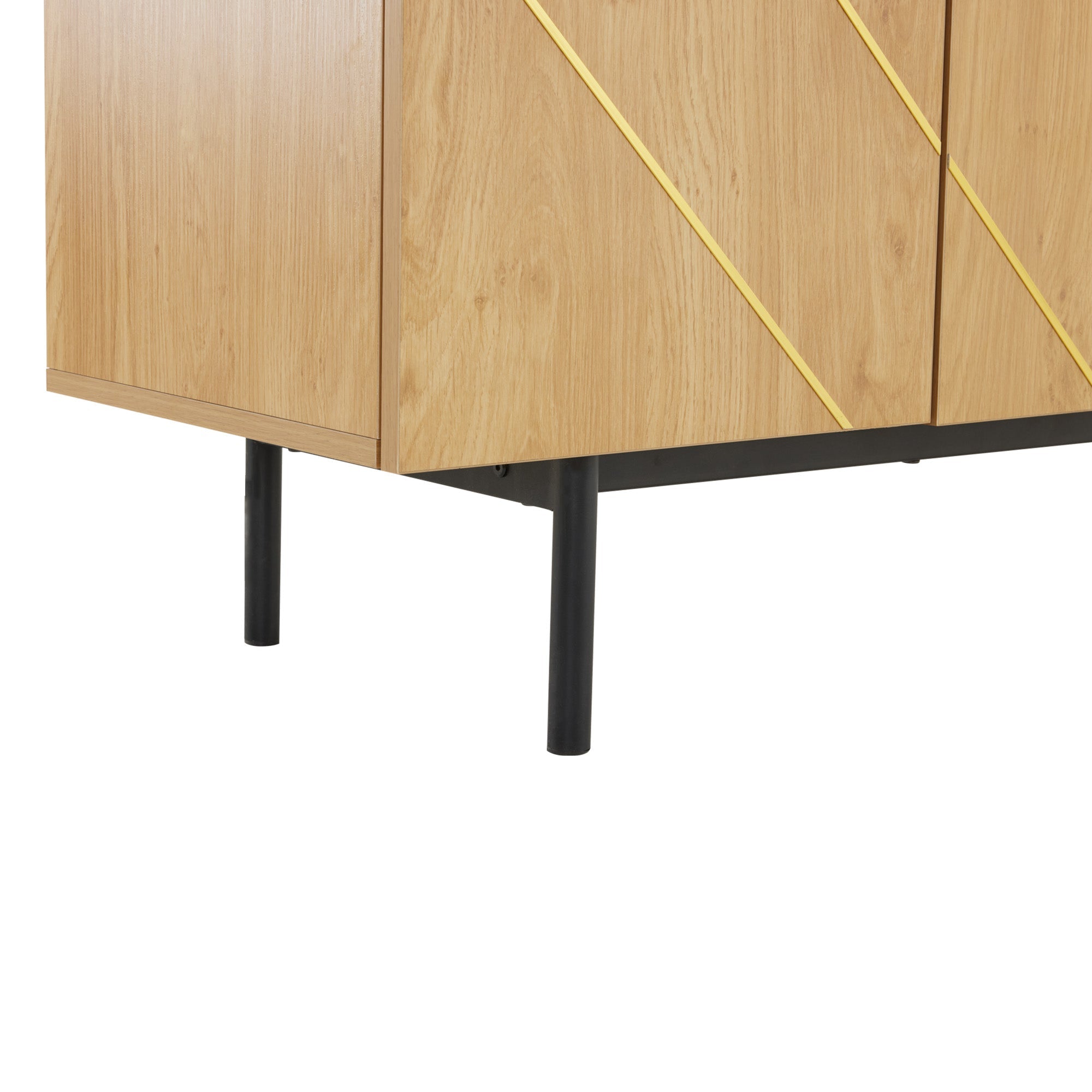 Logidon dressoir naturel hout met metalen inleg en 4 deuren 160 x 40 cm
