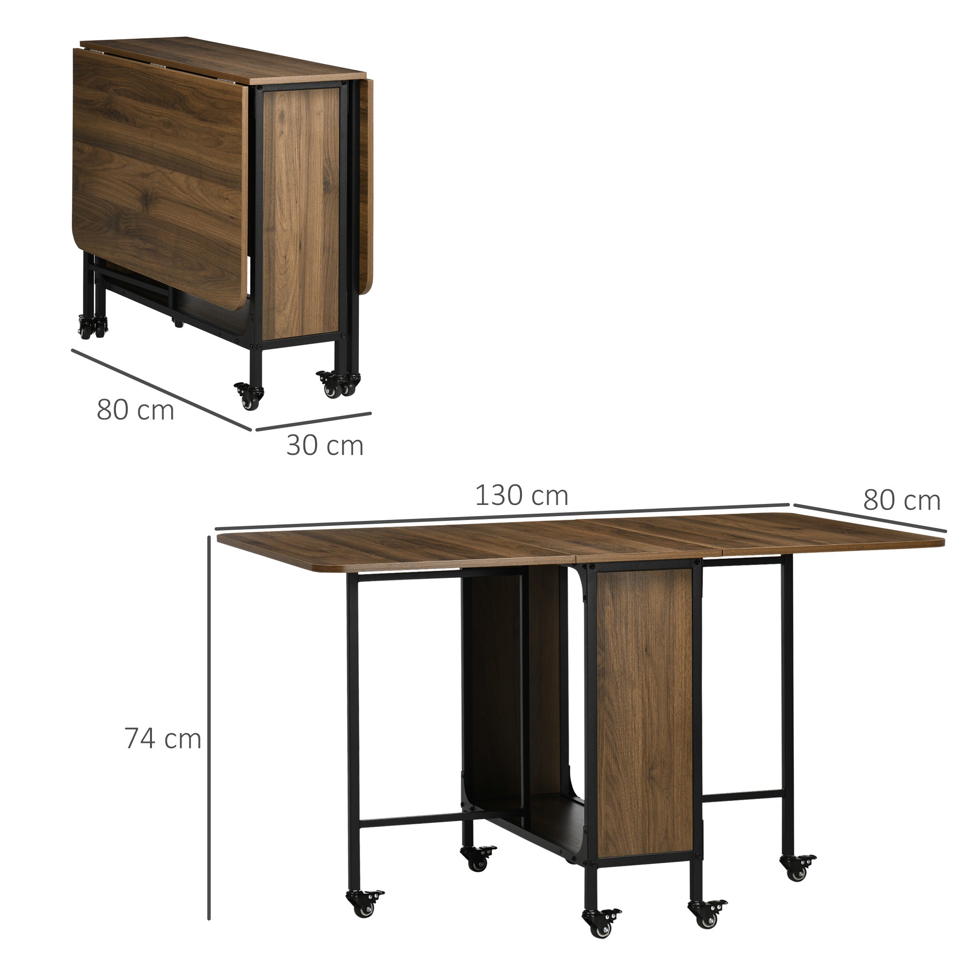 Logidon opklapbare eettafel mobiel voor 6 personen 130x80 cm lichtbruin