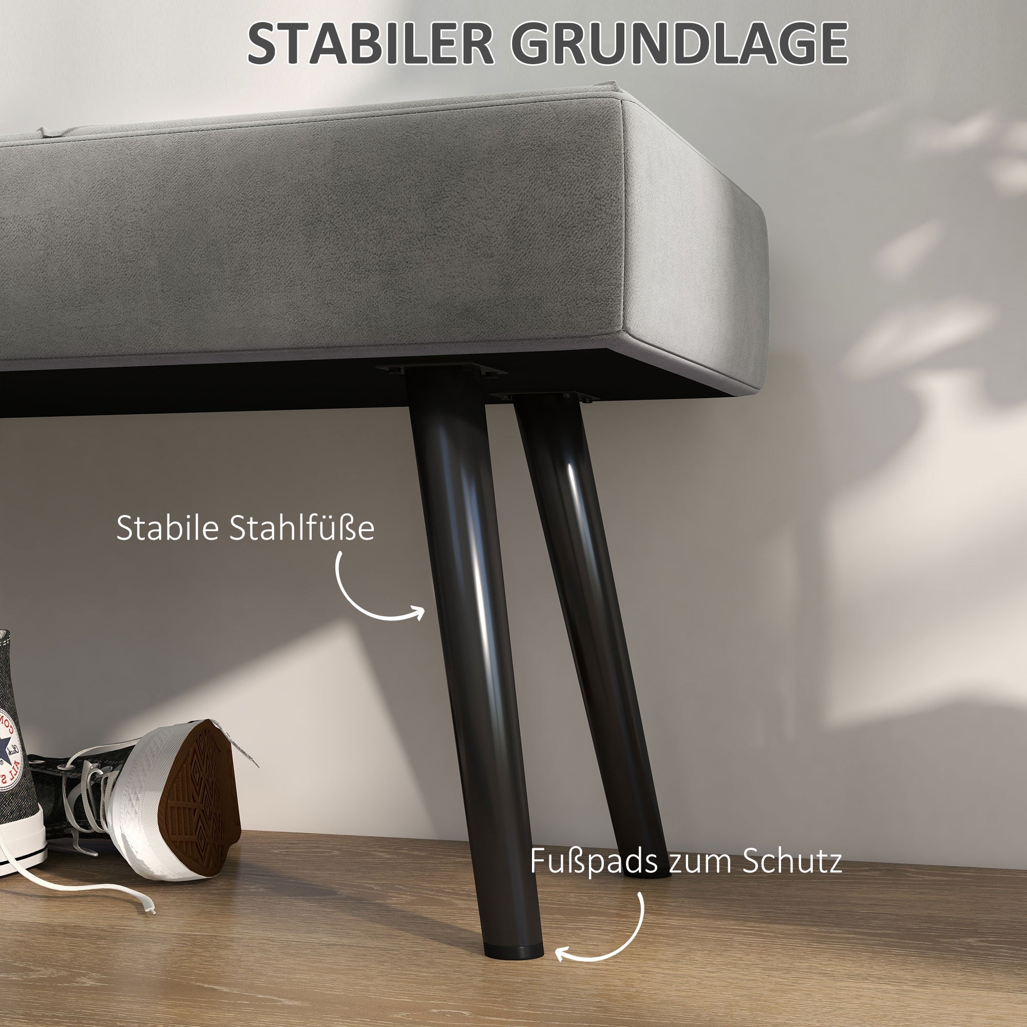 Logidon gestoffeerde bank fluweellook grijs 100x36x45 cm X-patroon bedbank