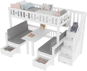 Logidon hoogslaper 90x200 cm wit 2-in-1 bed en bureau