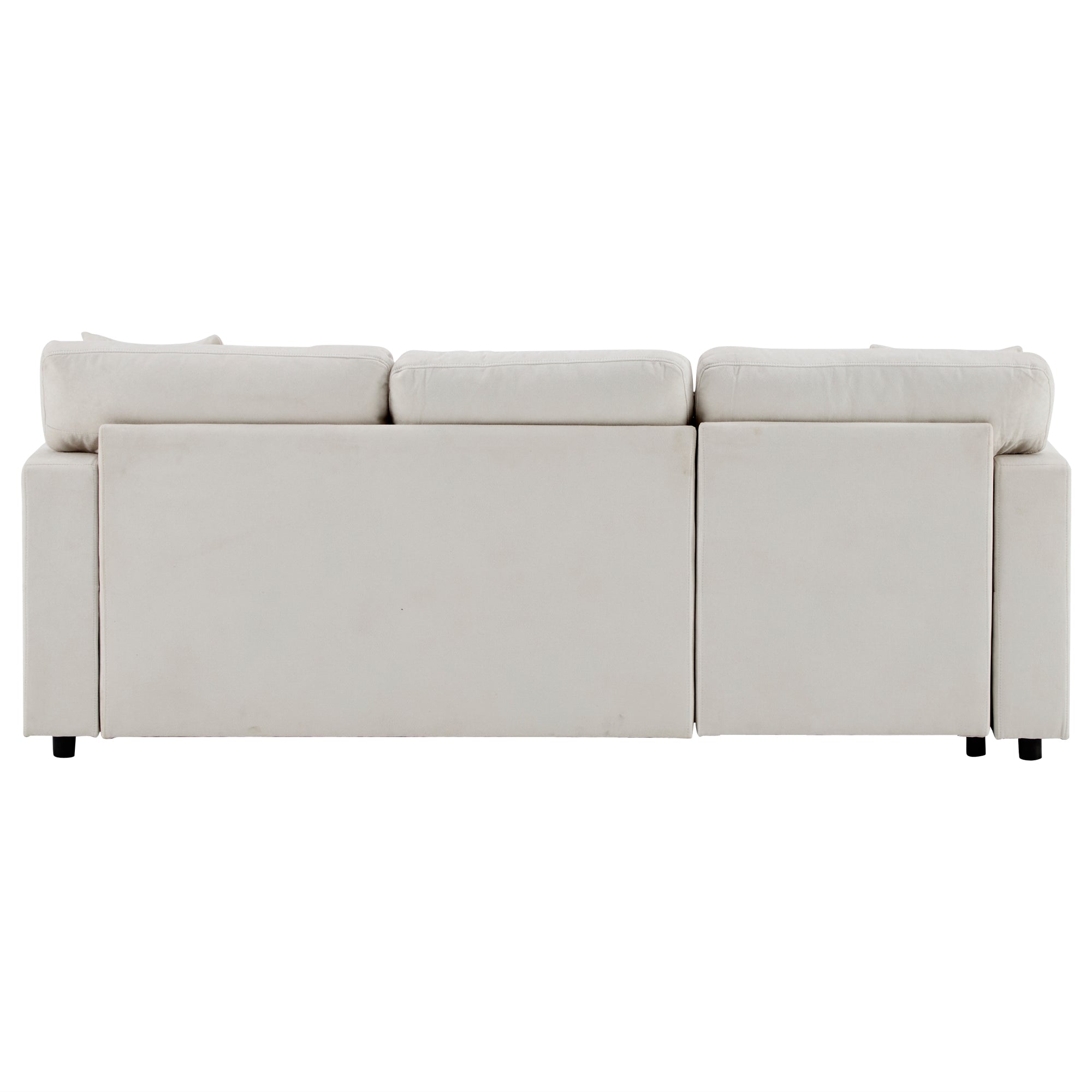 Logidon corner sofa bed L-shape extendable beige with bed box shelf