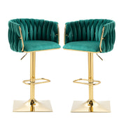 Logidon Vintage Barkruk Set 2 met Rugleuning en Voetensteun Emerald