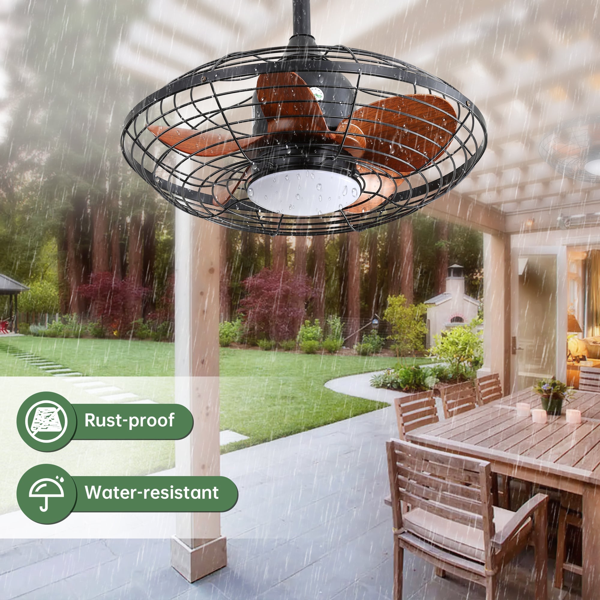 Logidon Plafondventilator 20 Inch Met LED Licht DC Motor Zwart
