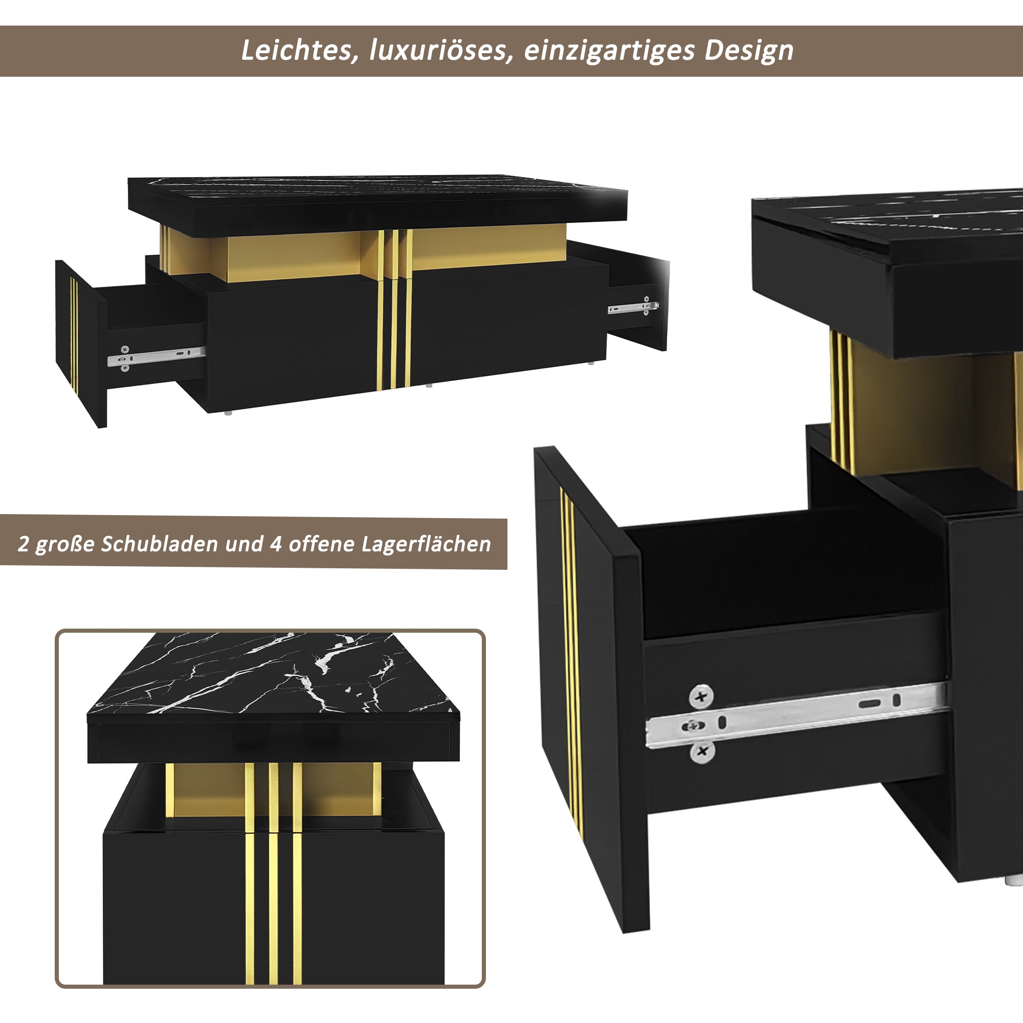 Logidon Moderne Rechthoekige Salontafel Met Hoogglans Blad 100x50 cm