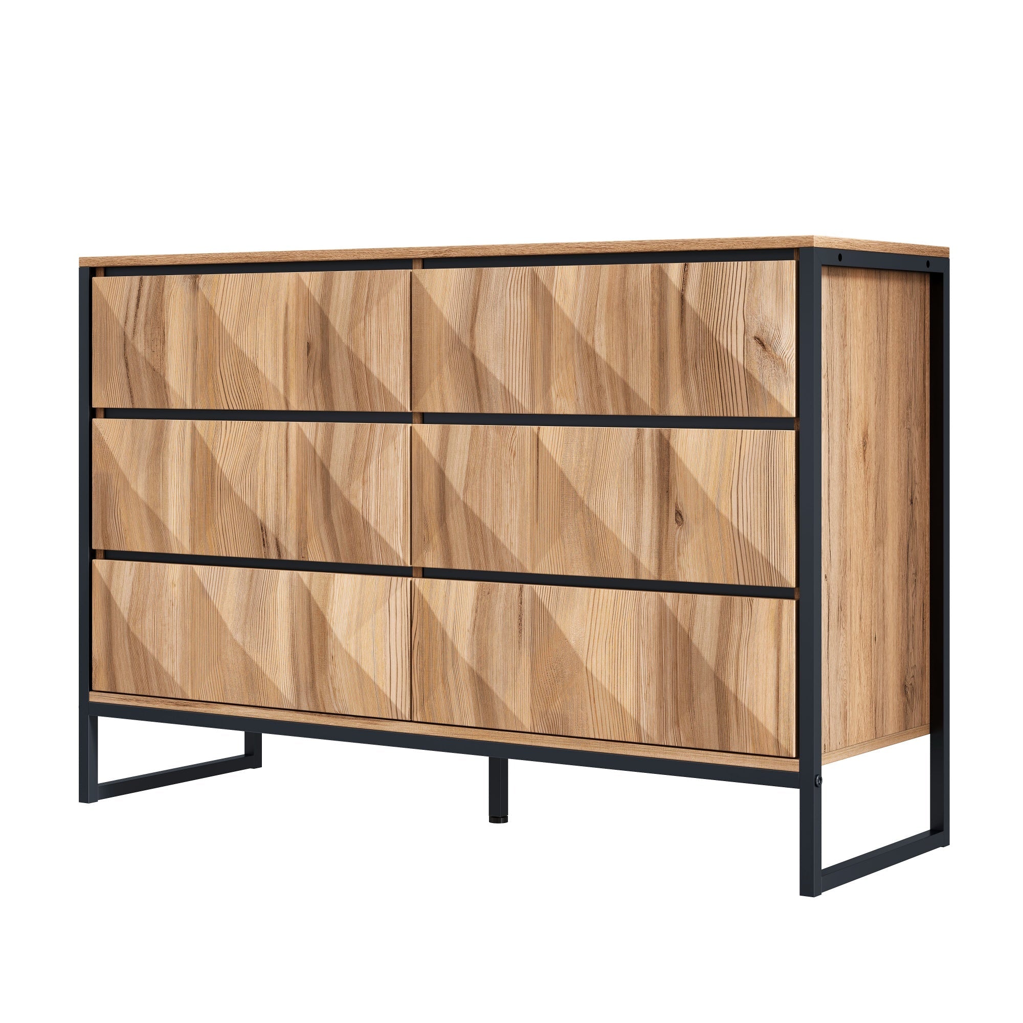 Logidon dressoir 120x40x80 zwart houtlook 6 lades