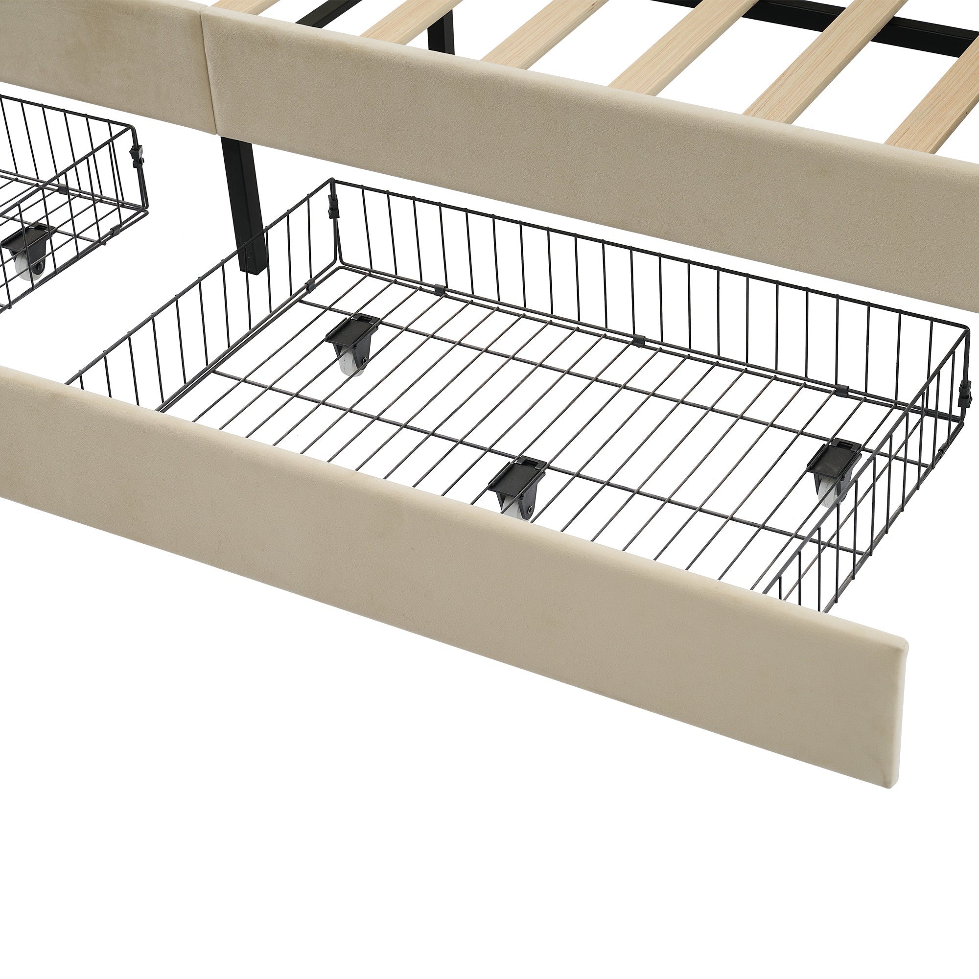 Logidon gestoffeerde slaapbank 90x200 beige USB-oplaadfunctie 2 compartimenten